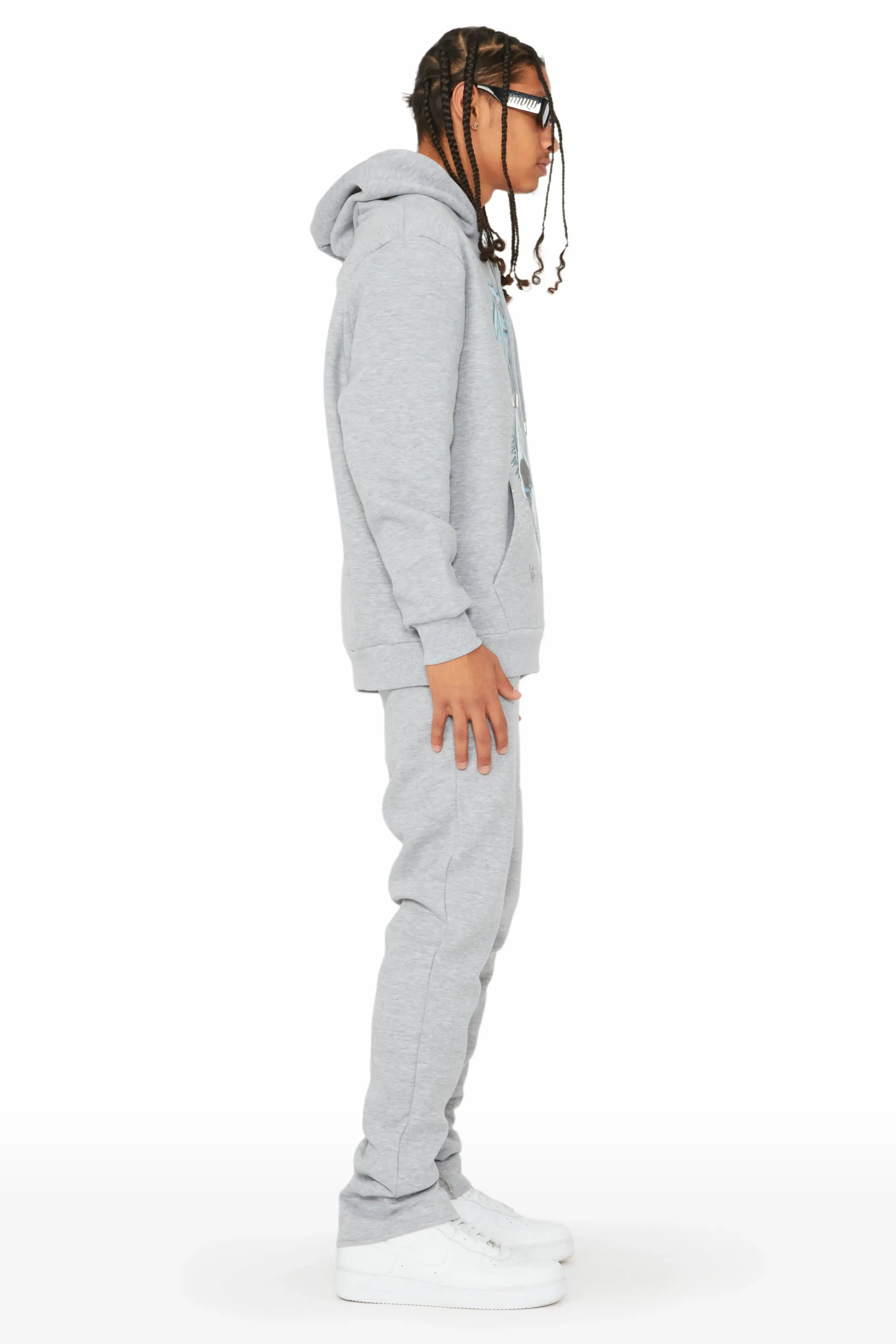 Obern Heather Grey Slim Fit Track Set sold by Rockstar Original product image thumbnail 3