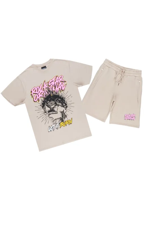 Naypolm Taupe T-Shirt/Short Set sold by Rockstar Original