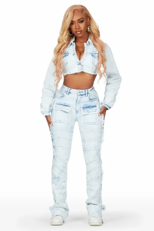 Lorraine Light Wash Stacked Flare Jean sold by Rockstar Original