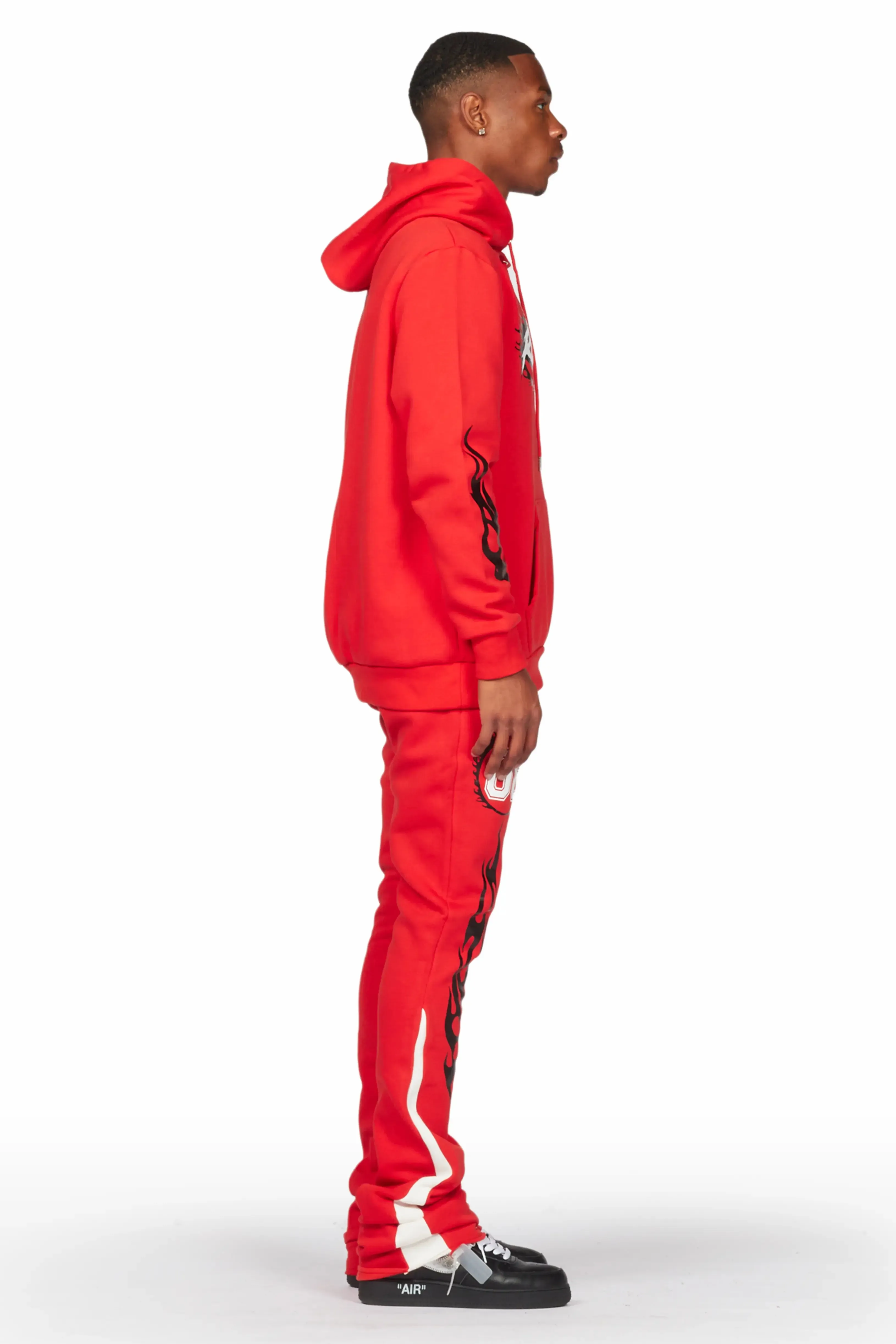 Draven Red Hoodie/Stacked Flare Track Pant Set sold by Rockstar Original product image thumbnail 4