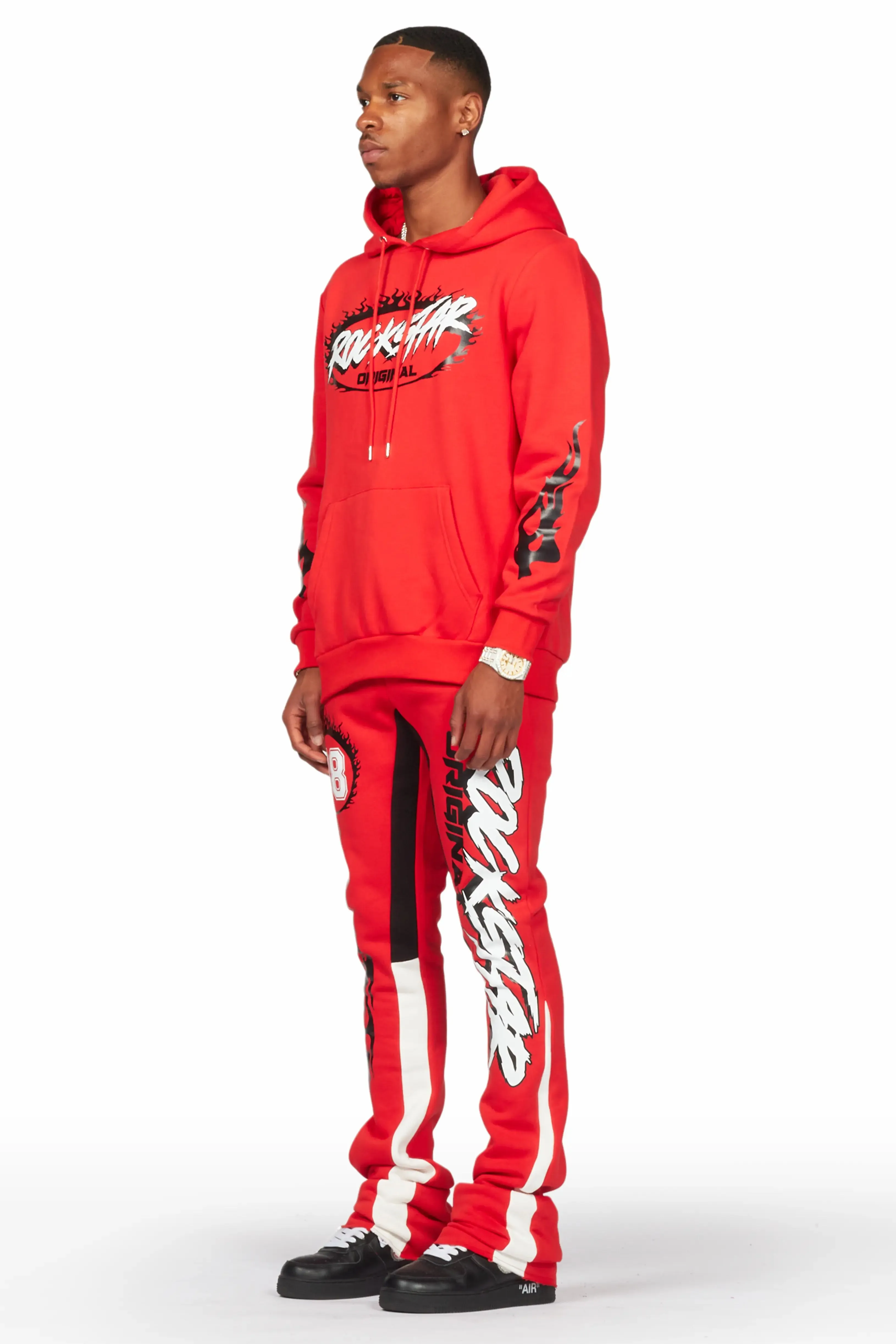 Draven Red Hoodie/Stacked Flare Track Pant Set sold by Rockstar Original product image thumbnail 3