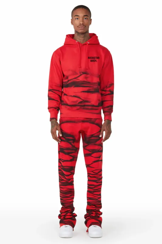Ayden Red Graphic Hoodie Super Stacked Flare Pant Set sold by Rockstar Original