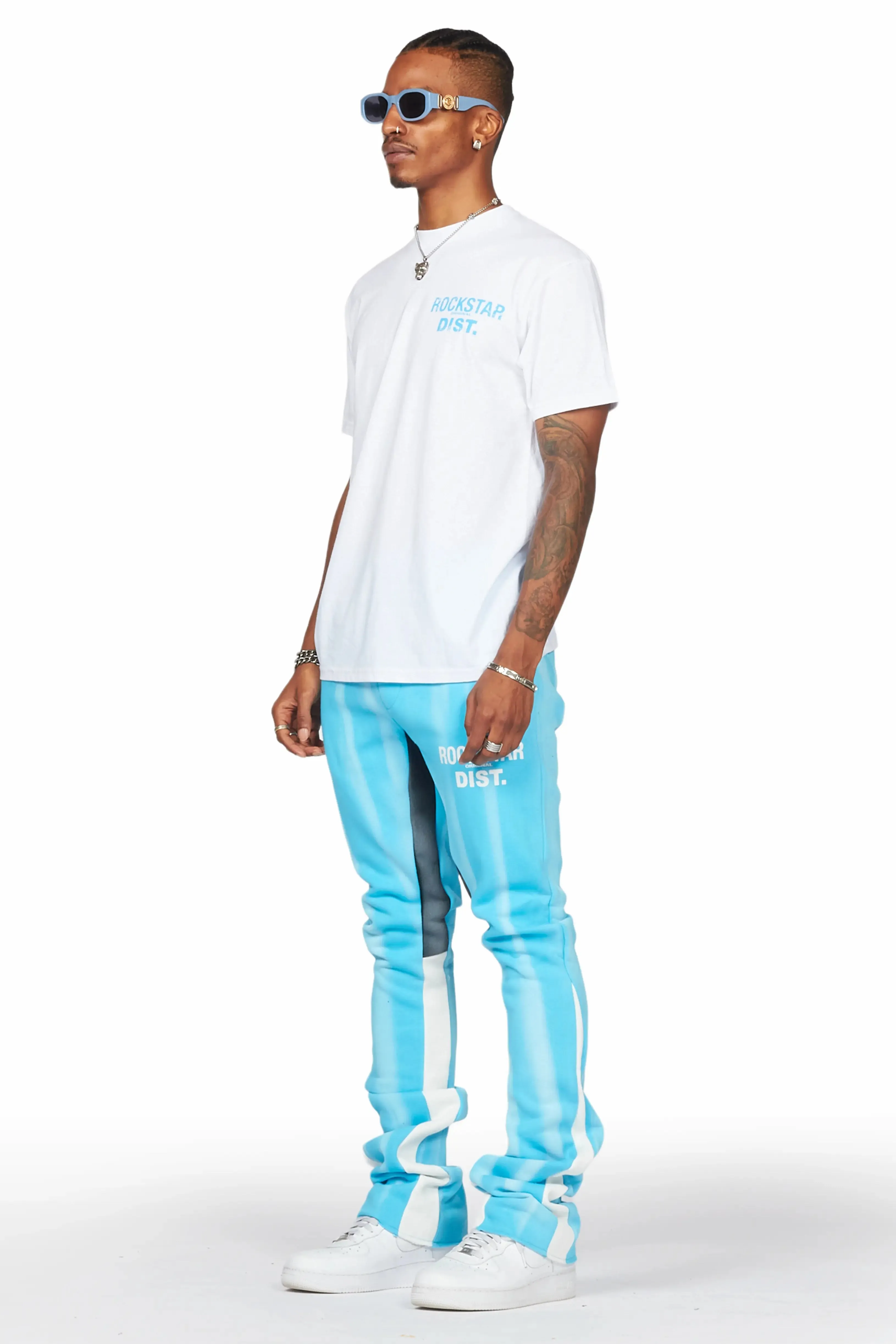 Firoz Blue Graphic Stacked Flare Pant sold by Rockstar Original product image thumbnail 4