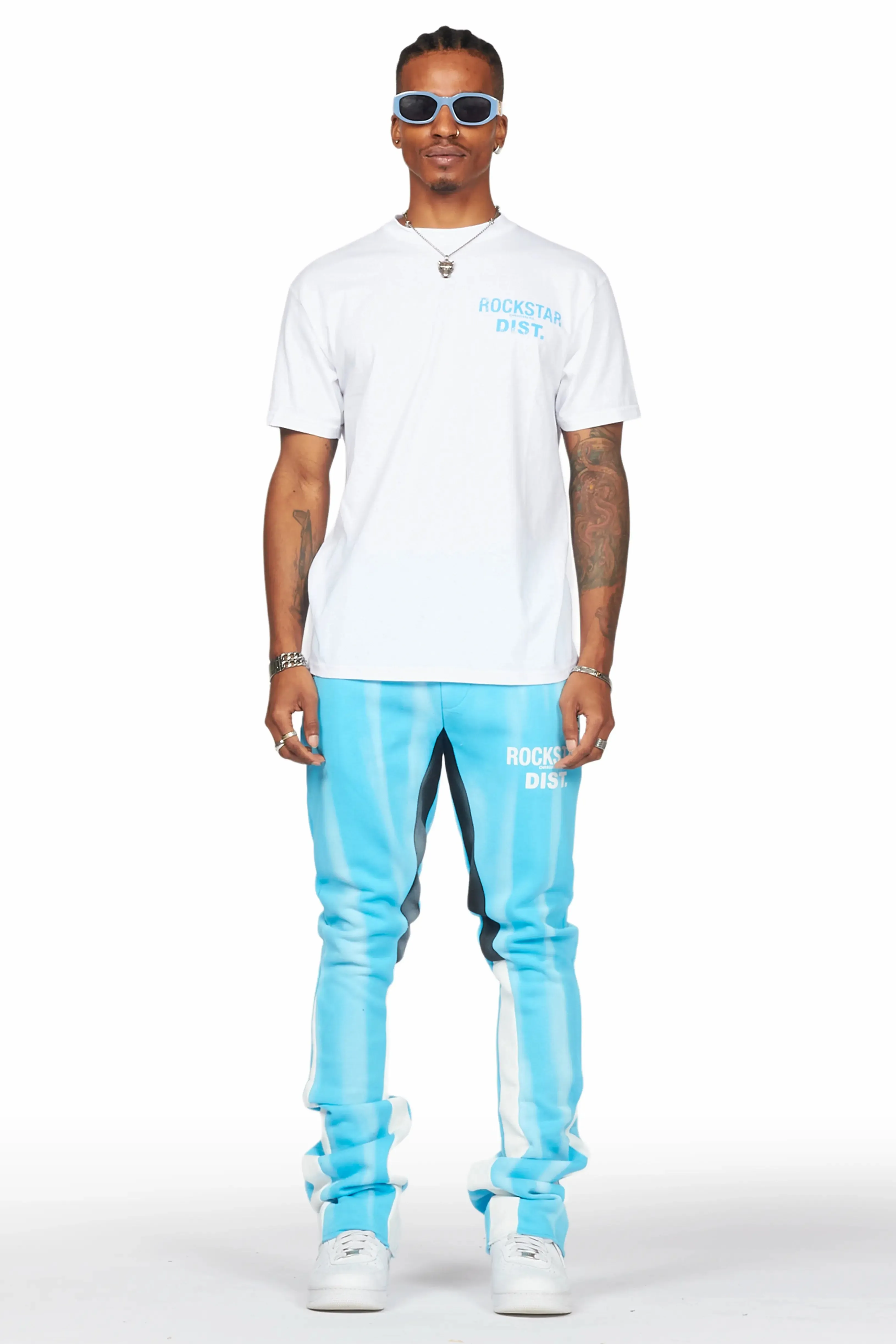 Firoz Blue Graphic Stacked Flare Pant sold by Rockstar Original product image thumbnail 3