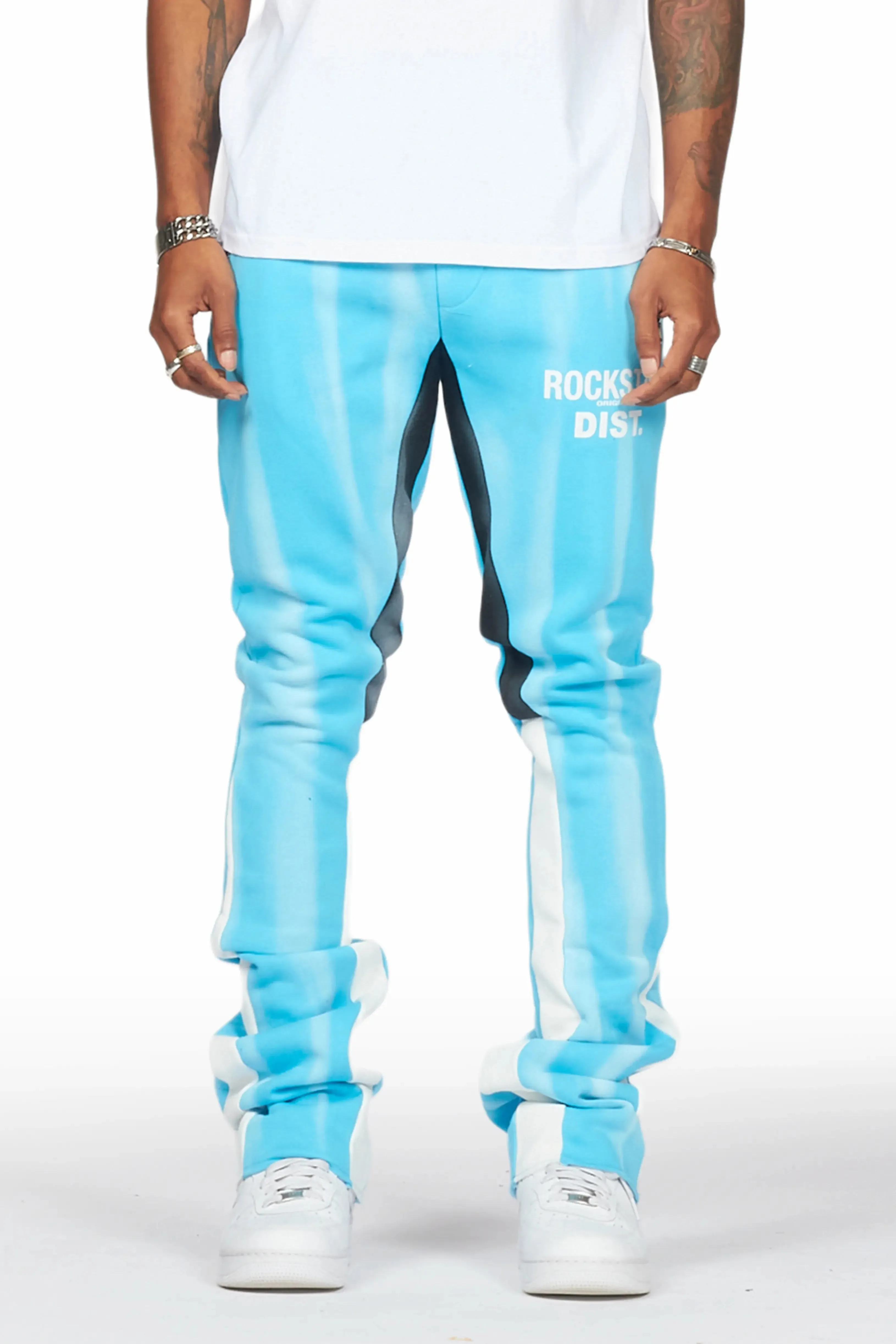 Firoz Blue Graphic Stacked Flare Pant sold by Rockstar Original