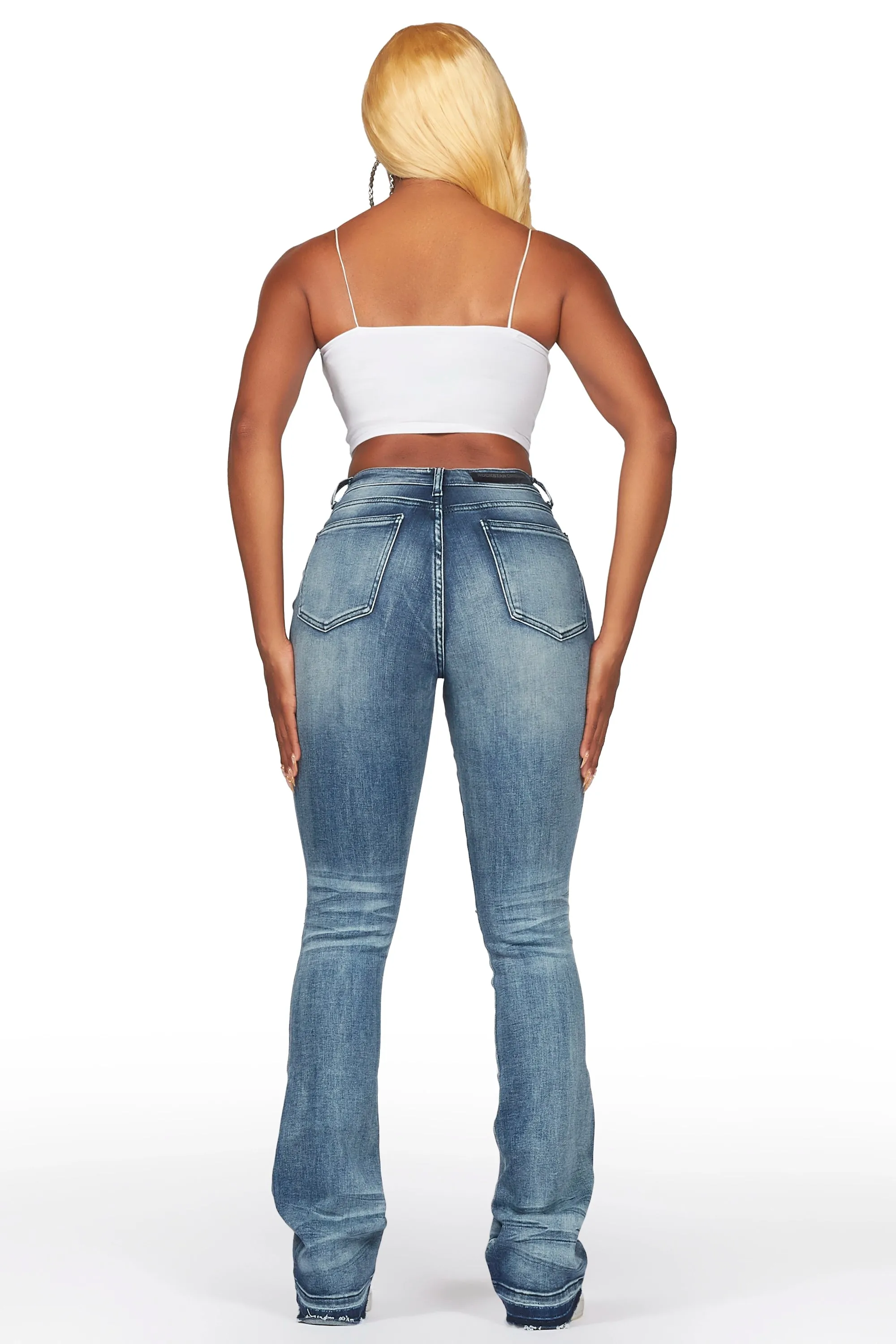 Leilany Dark Wash Stacked Flare Jean sold by Rockstar Original product image thumbnail 5