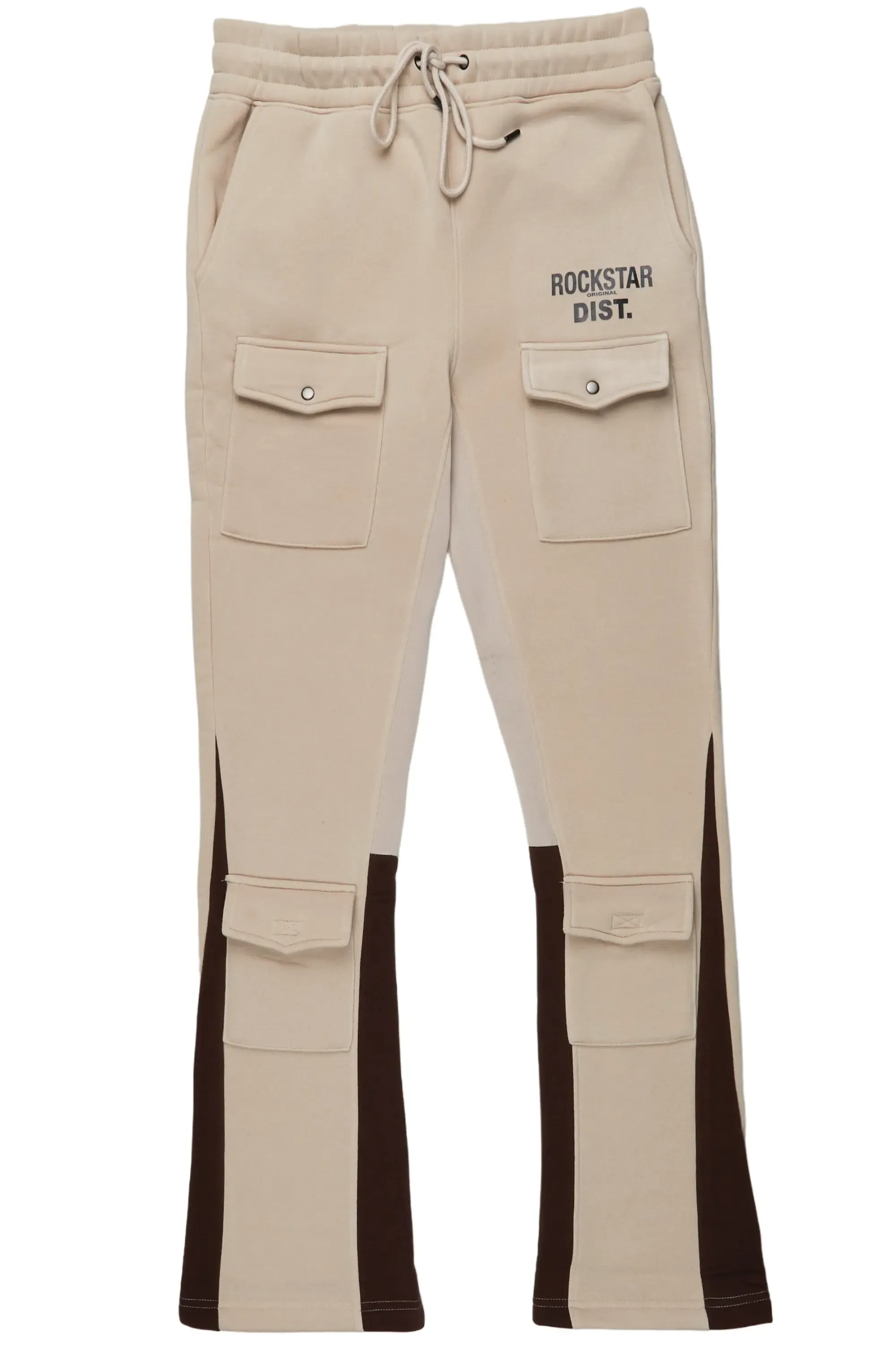 Joncarlo Taupe Stacked Flare Track Pant sold by Rockstar Original product image thumbnail 3