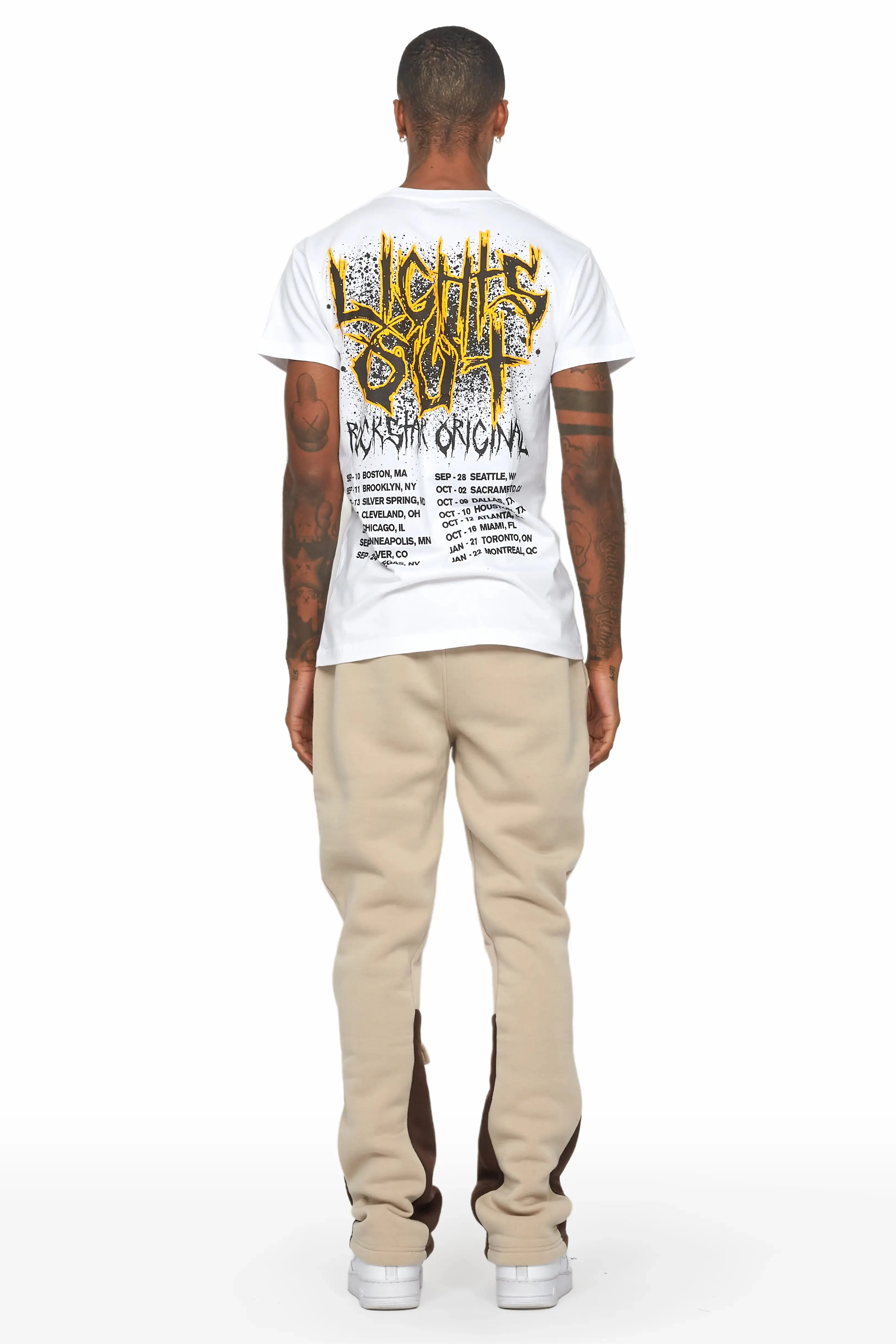 Joncarlo Taupe Stacked Flare Track Pant sold by Rockstar Original product image thumbnail 5