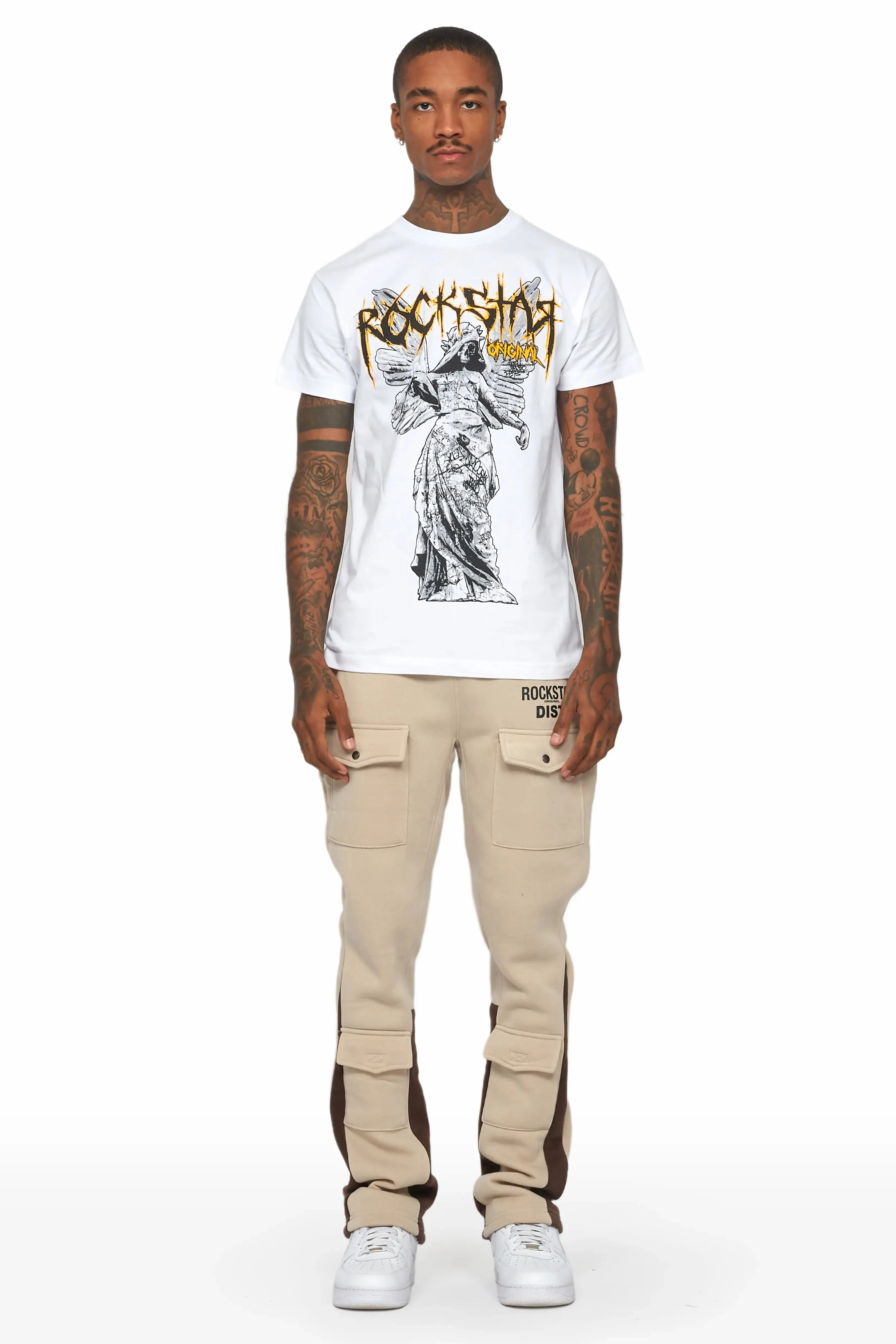 Joncarlo Taupe Stacked Flare Track Pant sold by Rockstar Original product image thumbnail 2