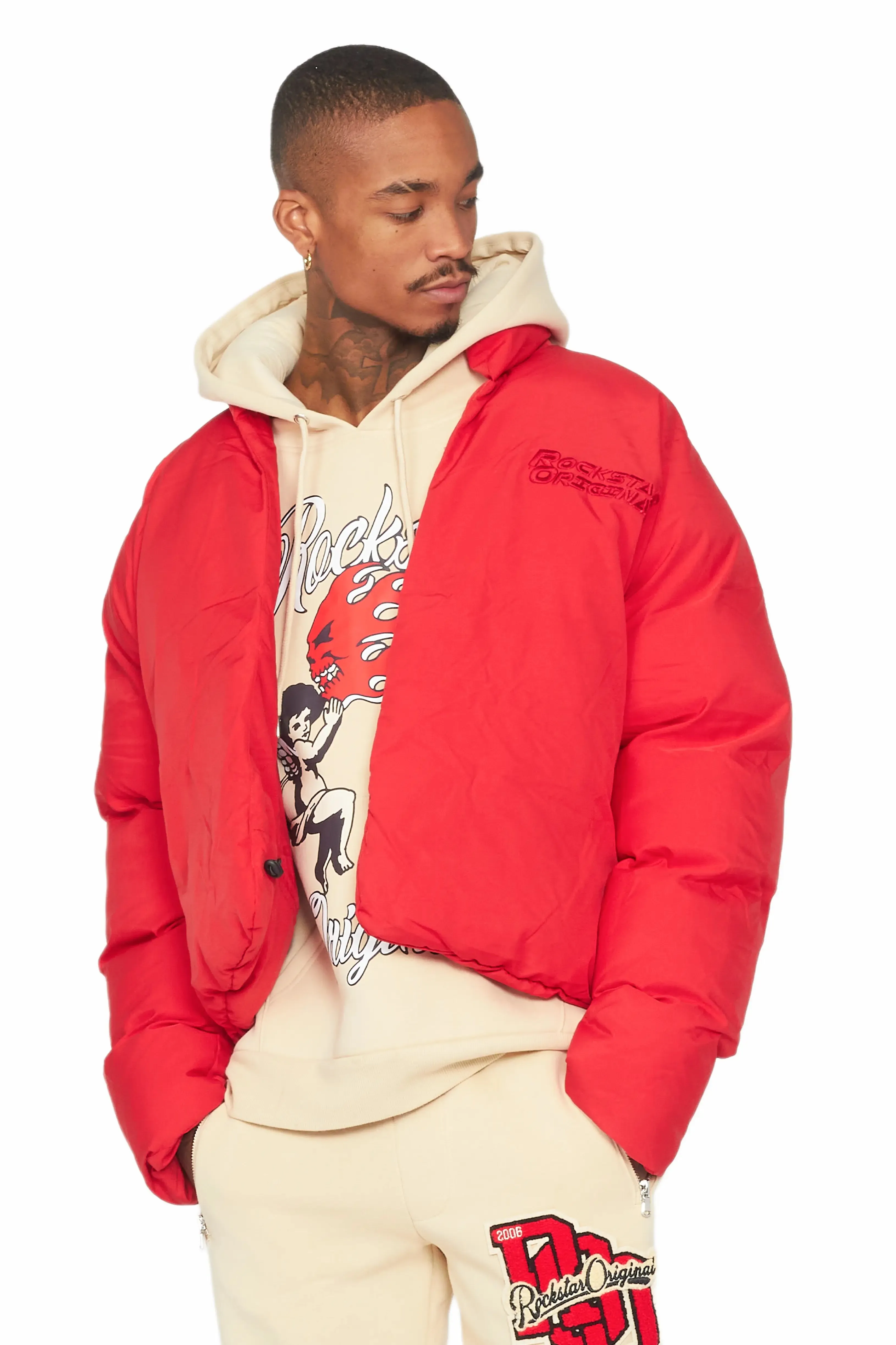 Damien Red Puffer Jacket sold by Rockstar Original product image thumbnail 3