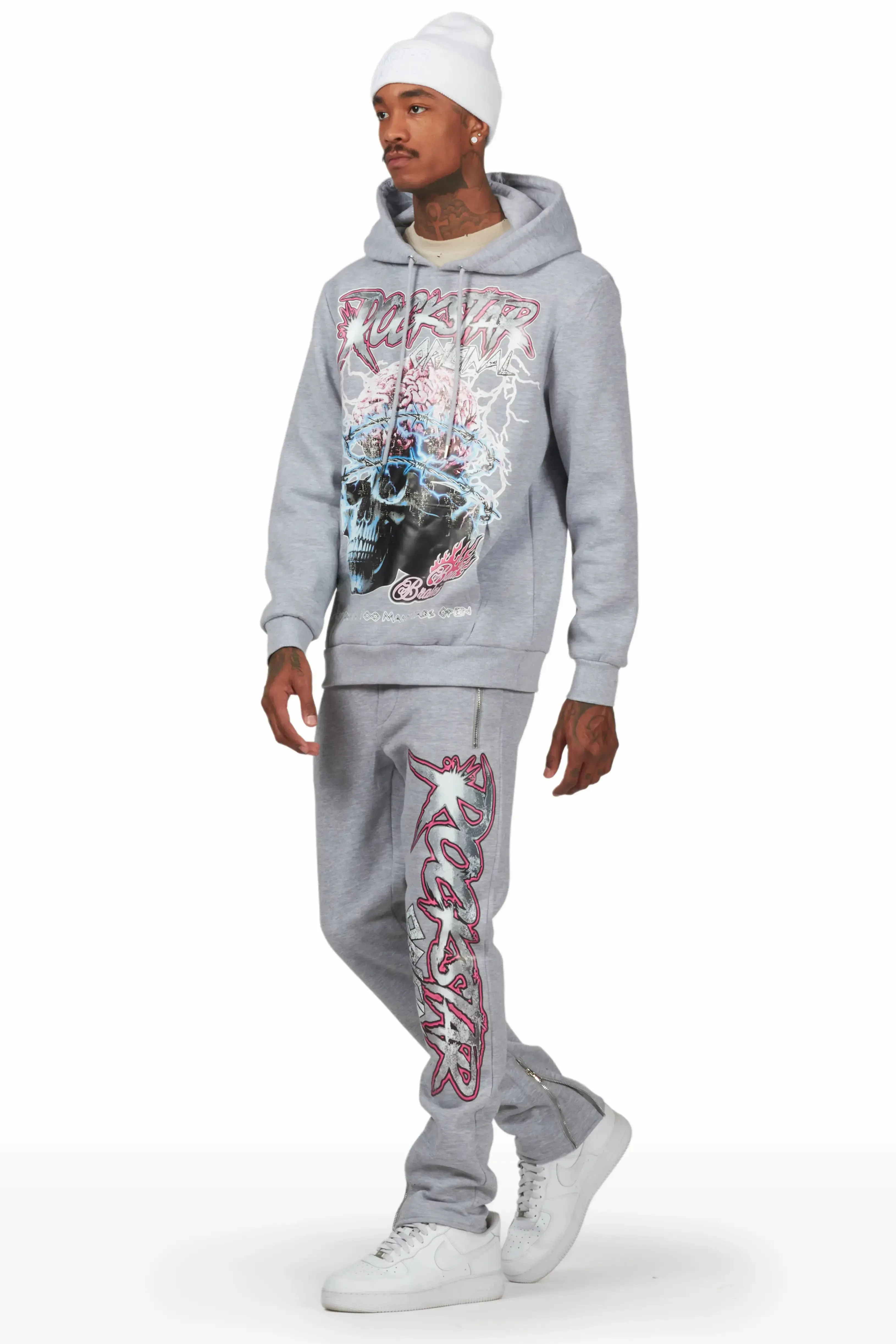 Brain Heather Grey Hoodie Slim Fit Track Set sold by Rockstar Original product image thumbnail 4