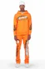 Draven Orange Hoodie/Stacked Flare Track Pant Set sold by Rockstar Original