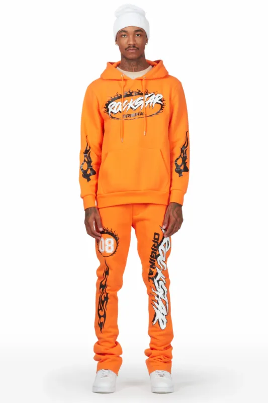Draven Orange Hoodie/Stacked Flare Track Pant Set sold by Rockstar Original
