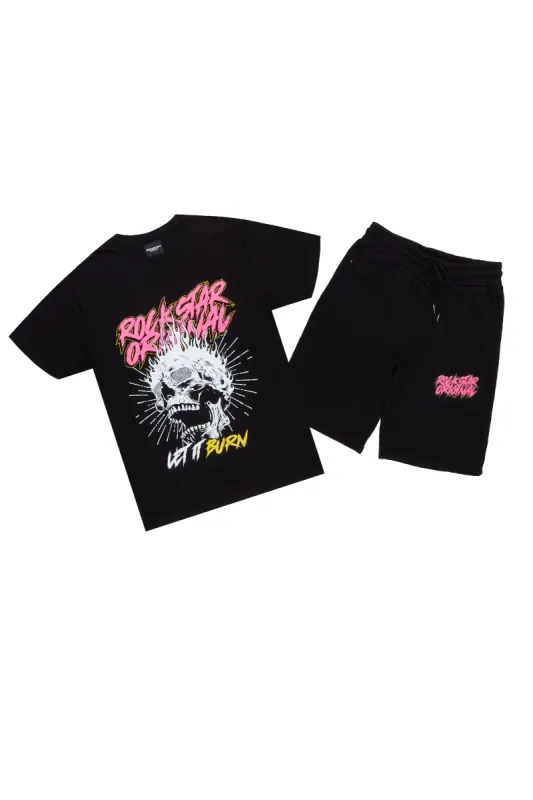 Zev Black Graphic T-Shirt Short Set sold by Rockstar Original