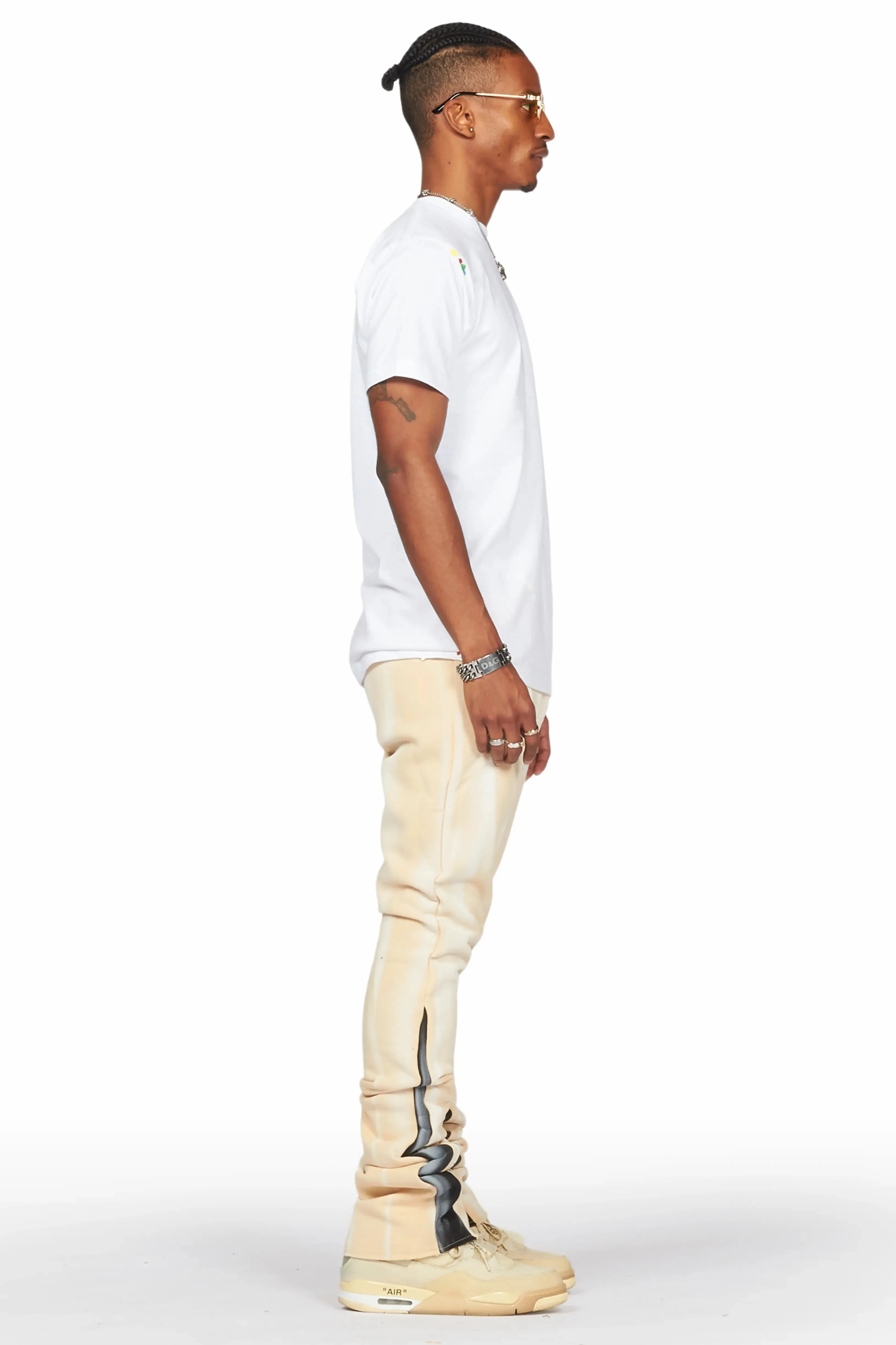 Firoz Beige Graphic Stacked Flare Pant sold by Rockstar Original product image thumbnail 5