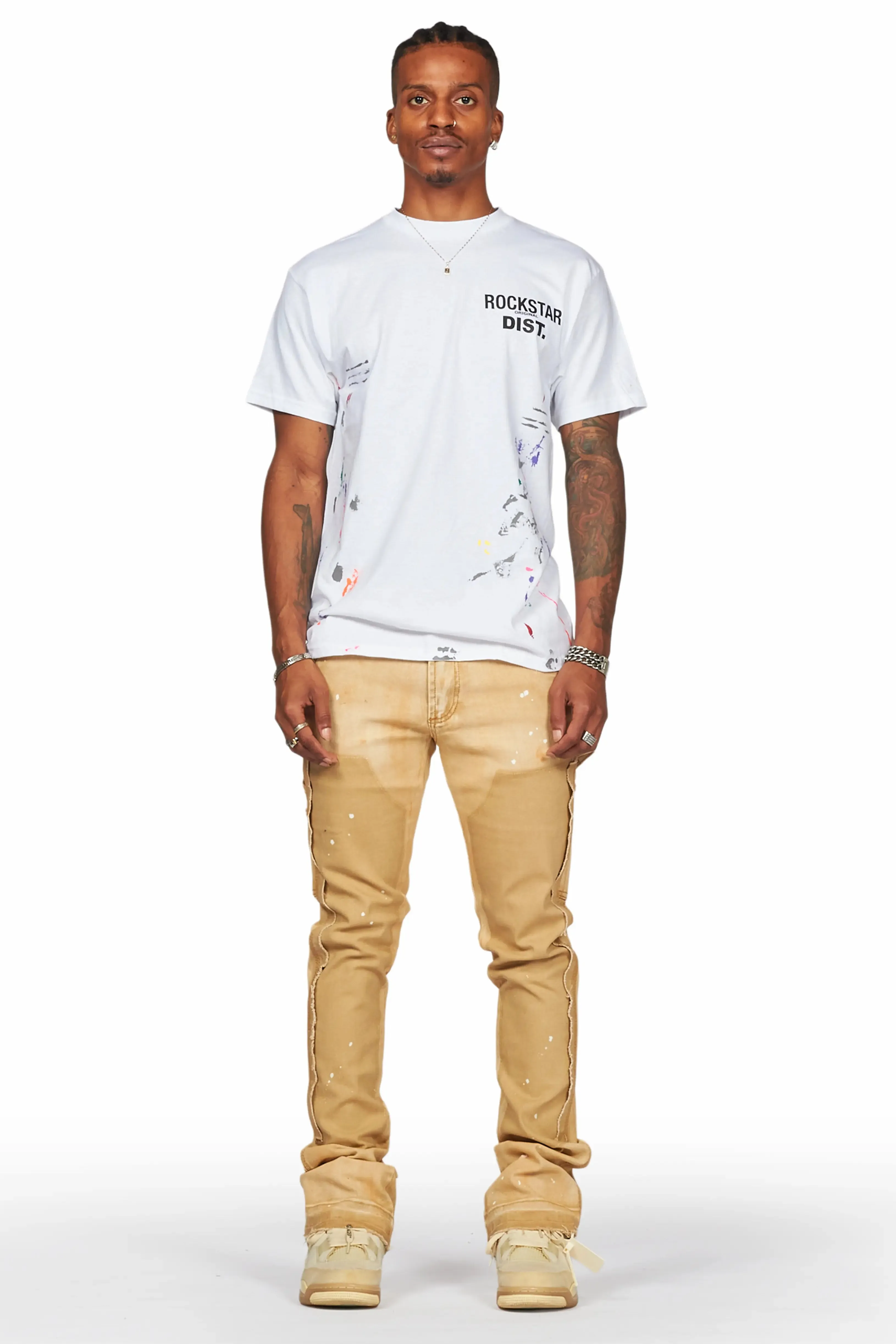Serrano Beige Stacked Flare Jean sold by Rockstar Original product image thumbnail 3