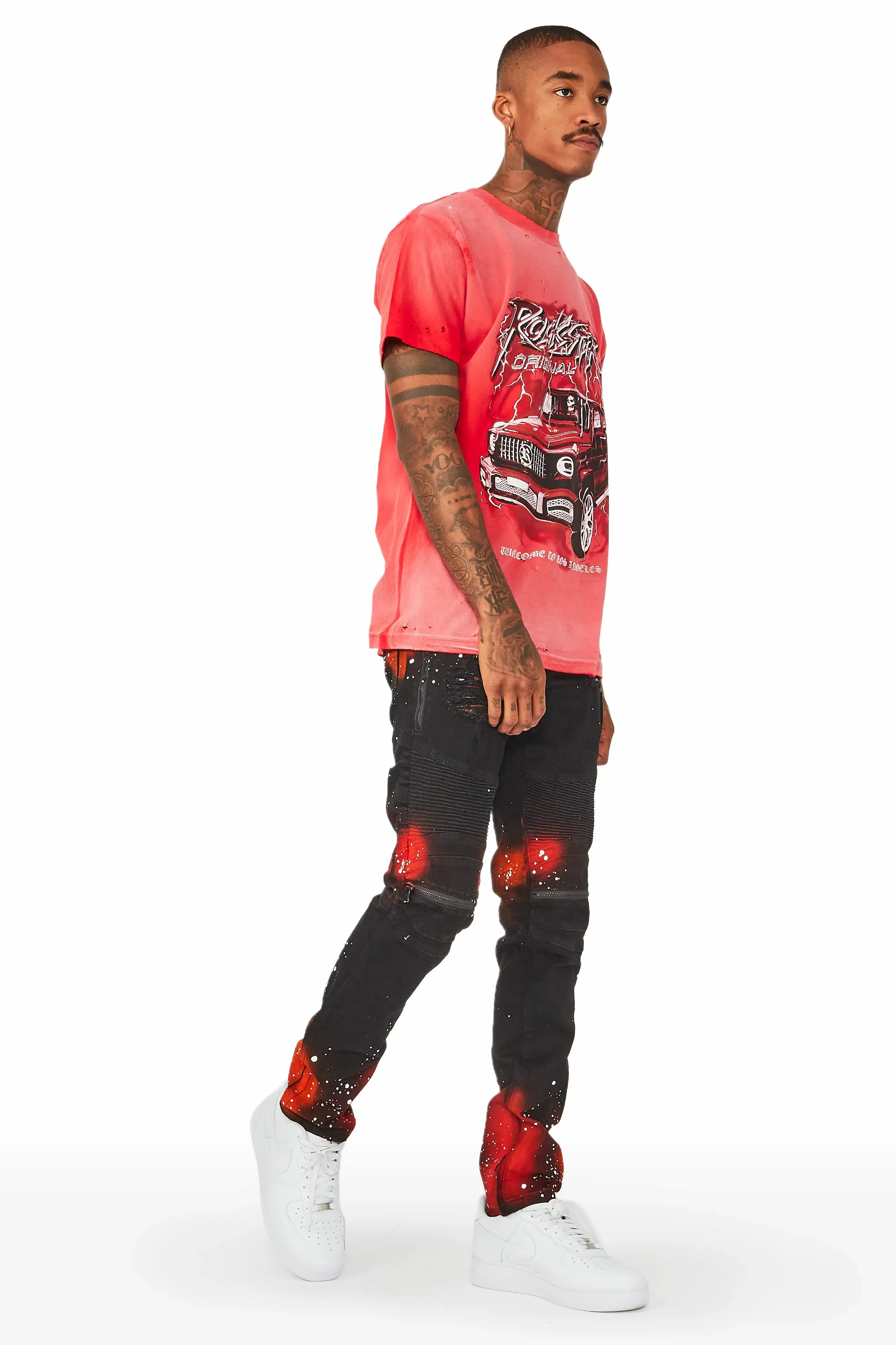 Wilder Black/Orange Painter Biker Jean sold by Rockstar Original product image thumbnail 5