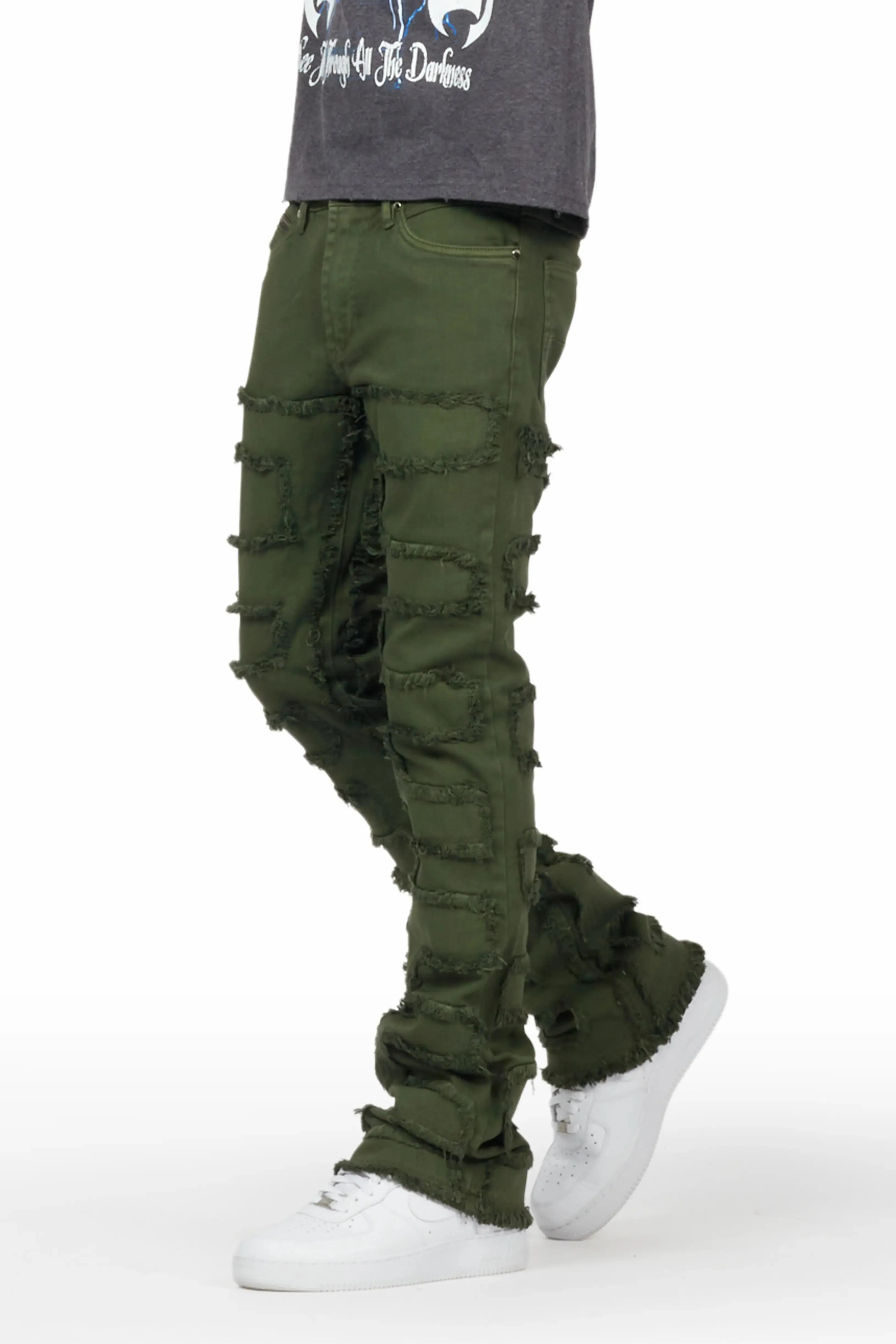 Arne Green Stacked Flare Jean sold by Rockstar Original