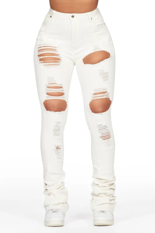 Lovin' Off White Distressed Super Stacked Jean sold by Rockstar Original