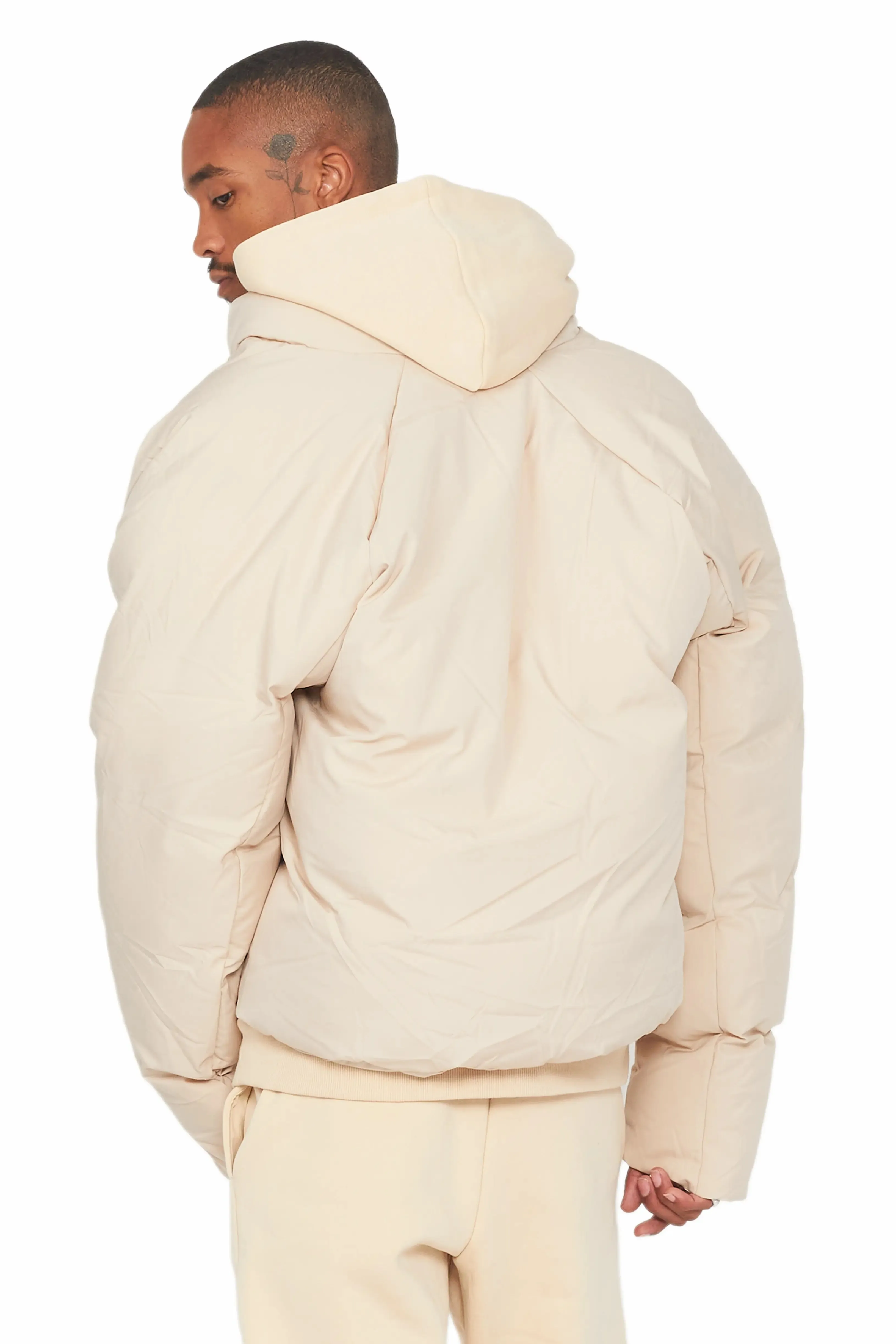 Damien Beige Puffer Jacket sold by Rockstar Original product image thumbnail 5