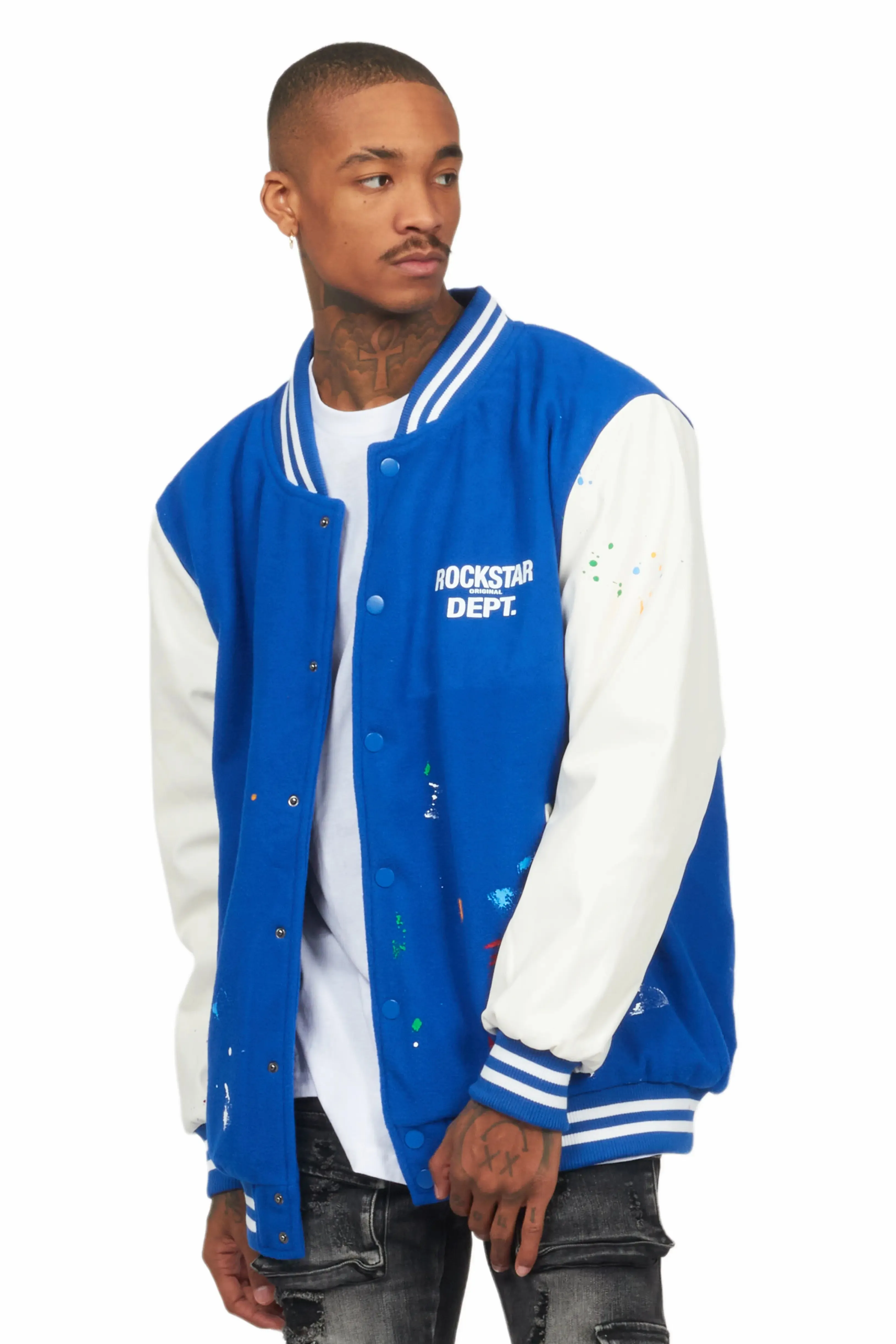 Boomer Royal/White Varsity Jacket sold by Rockstar Original product image thumbnail 4