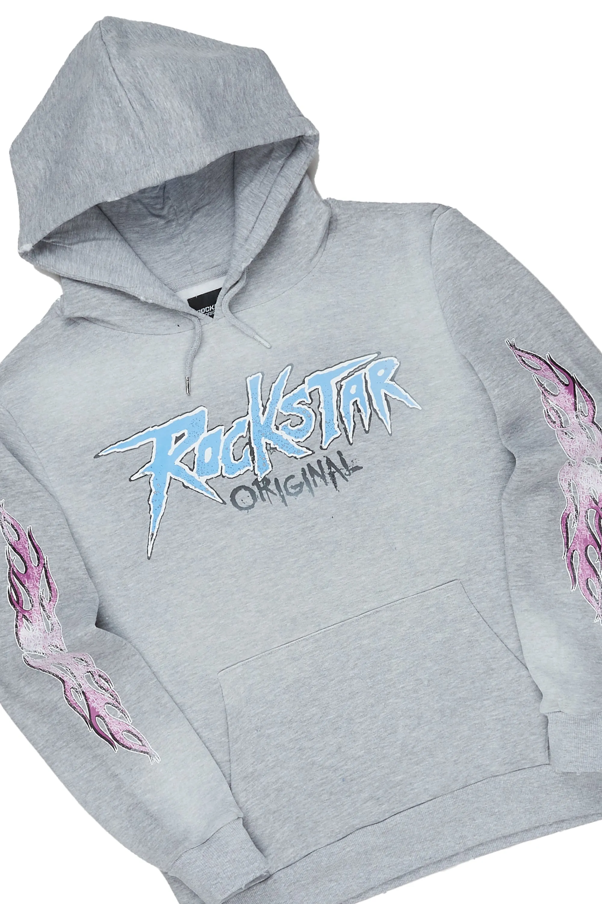 Lister Heather Grey/Black Graphic Hoodie/Stacked Flare Pant Track Set sold by Rockstar Original product image thumbnail 2