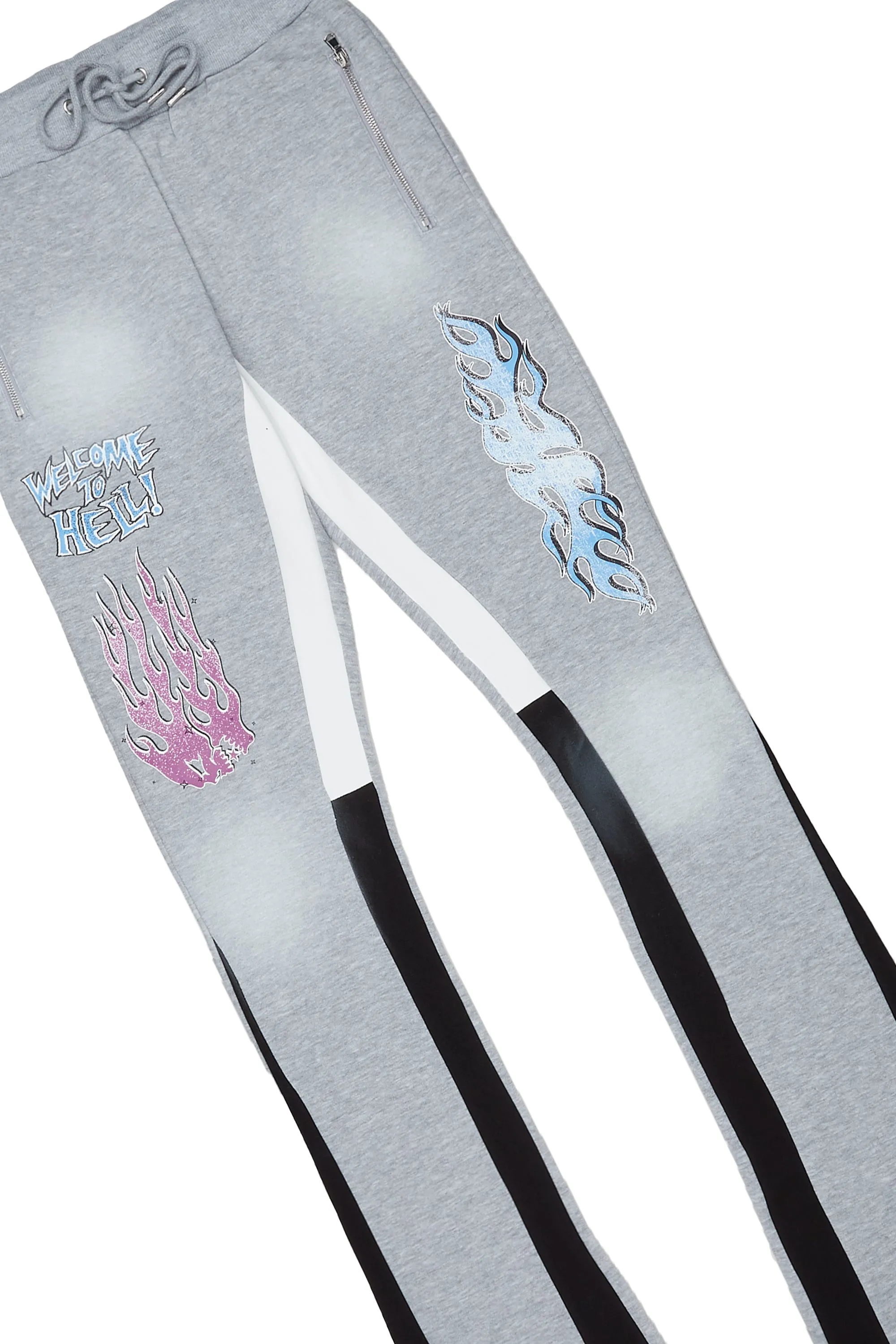 Lister Heather Grey/Black Graphic Hoodie/Stacked Flare Pant Track Set sold by Rockstar Original product image thumbnail 3