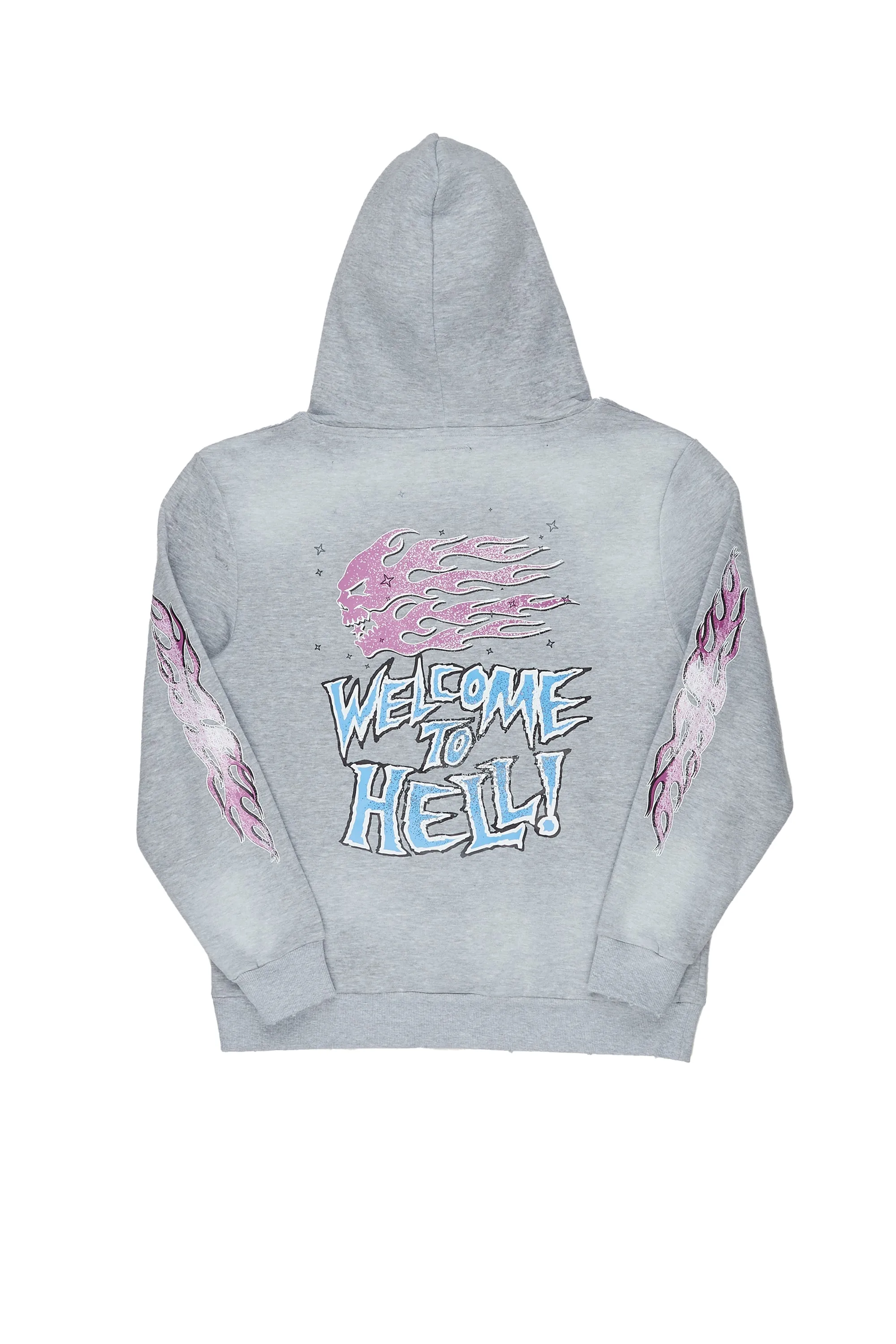 Lister Heather Grey/Black Graphic Hoodie/Stacked Flare Pant Track Set sold by Rockstar Original product image thumbnail 4