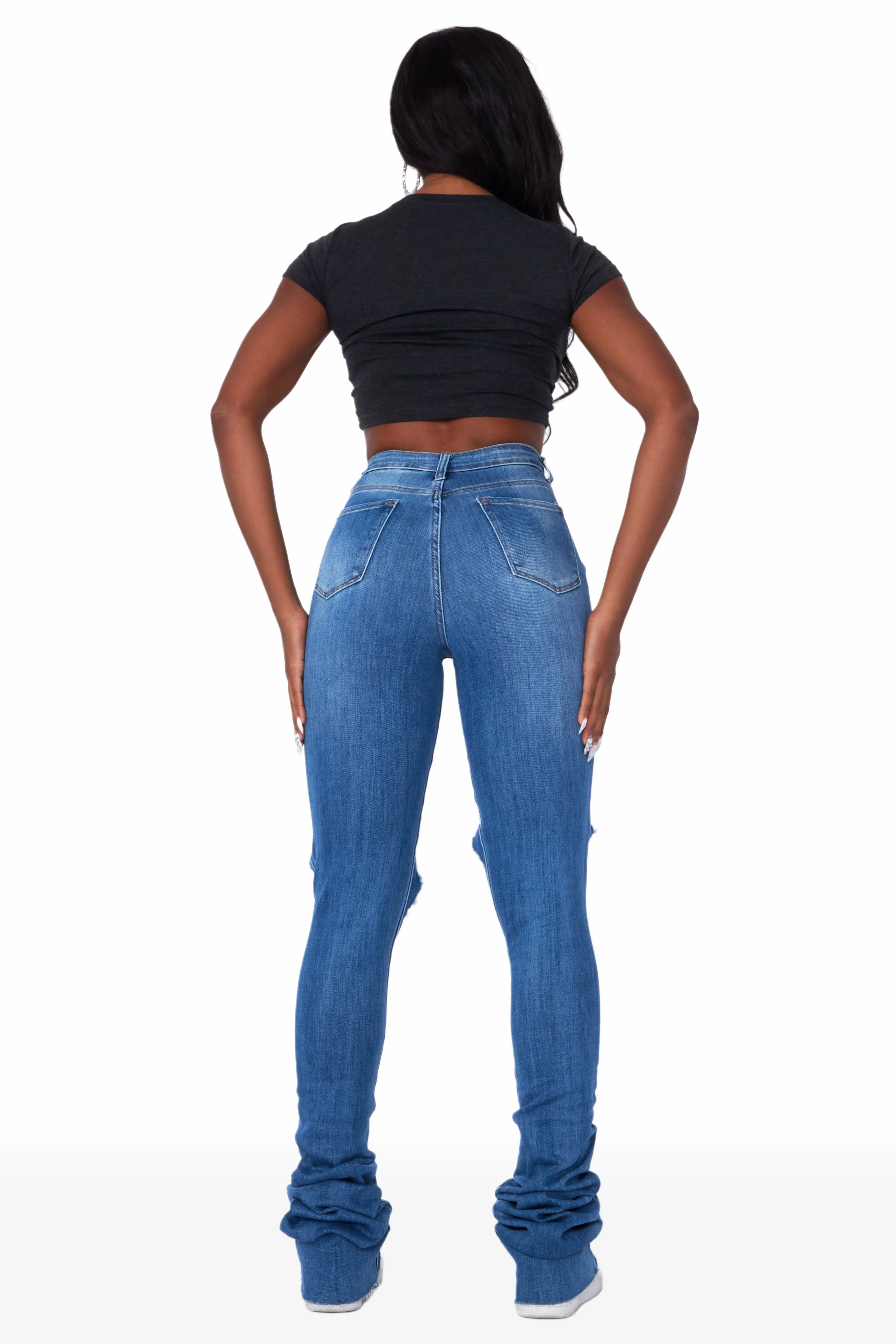 Yours Truly Med. Wash Distressed Super Stacked Jean sold by Rockstar Original product image thumbnail 5