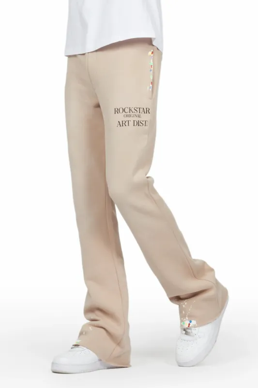 Rockstar Art Dist Tan Stacked Flare Pants sold by Rockstar Original