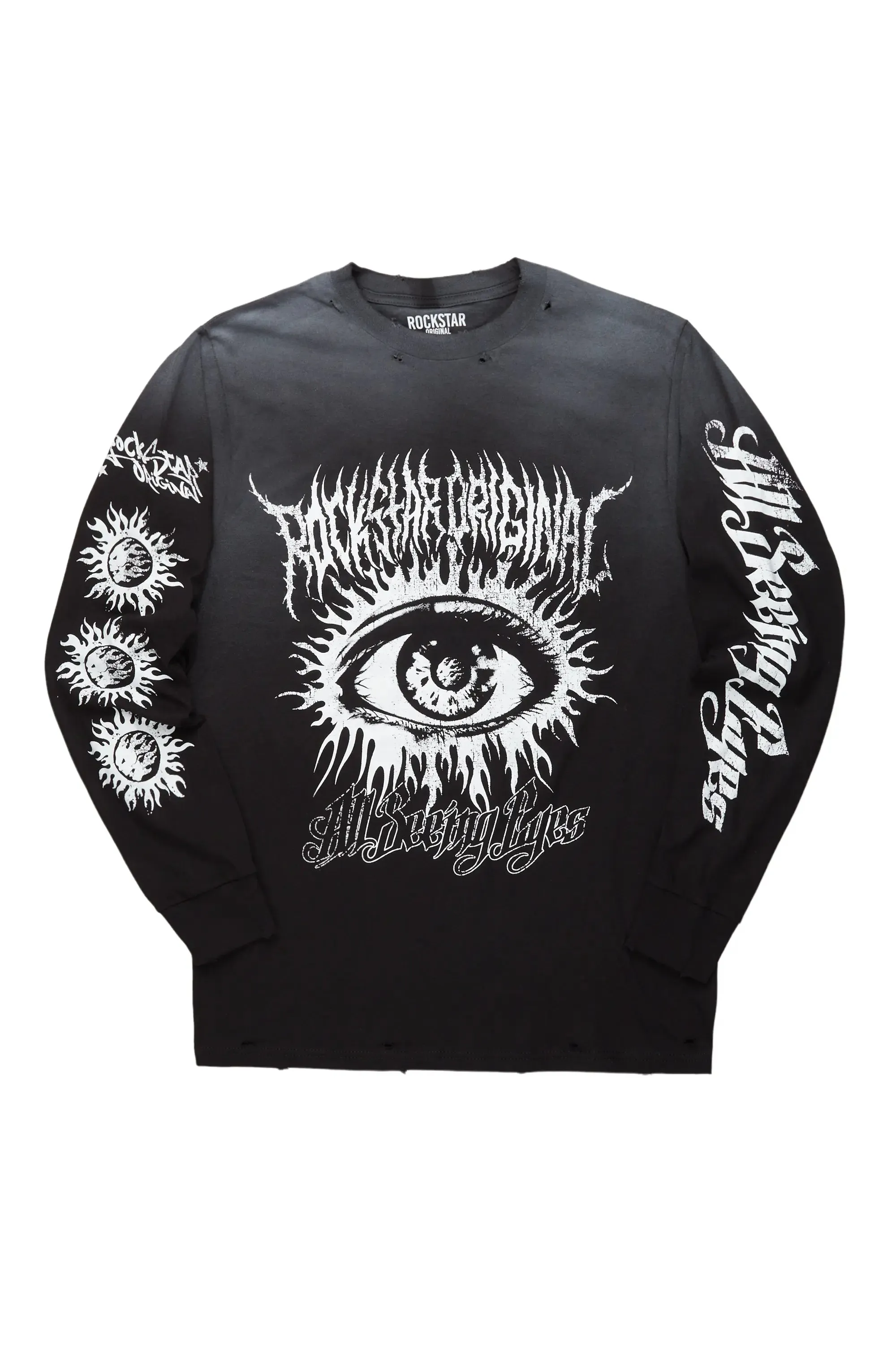 All Seeing Eyes Black Long Sleeve Graphic T-Shirt sold by Rockstar Original