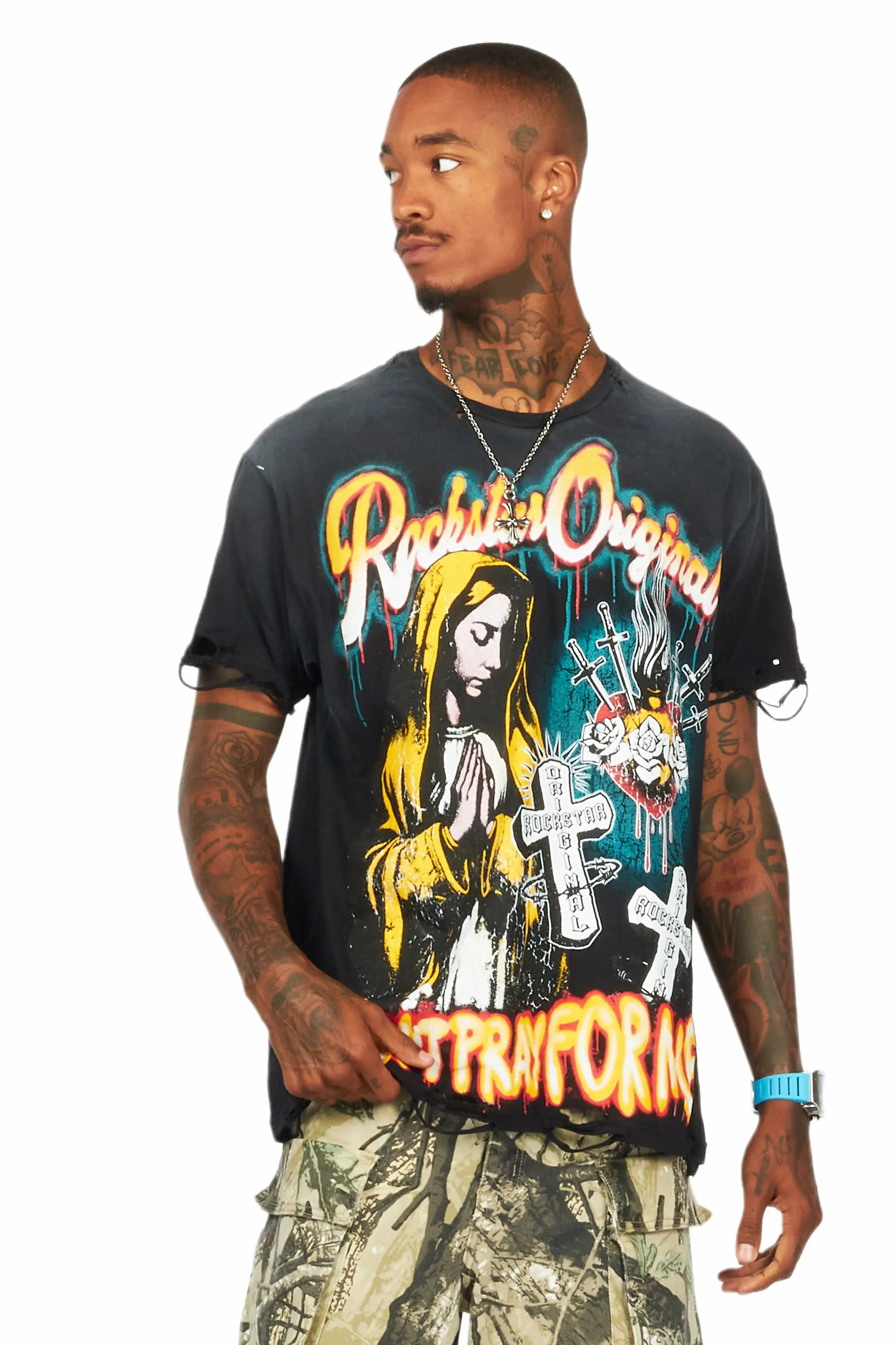 Loman Black Oversized Graphic T-Shirt sold by Rockstar Original product image thumbnail 2