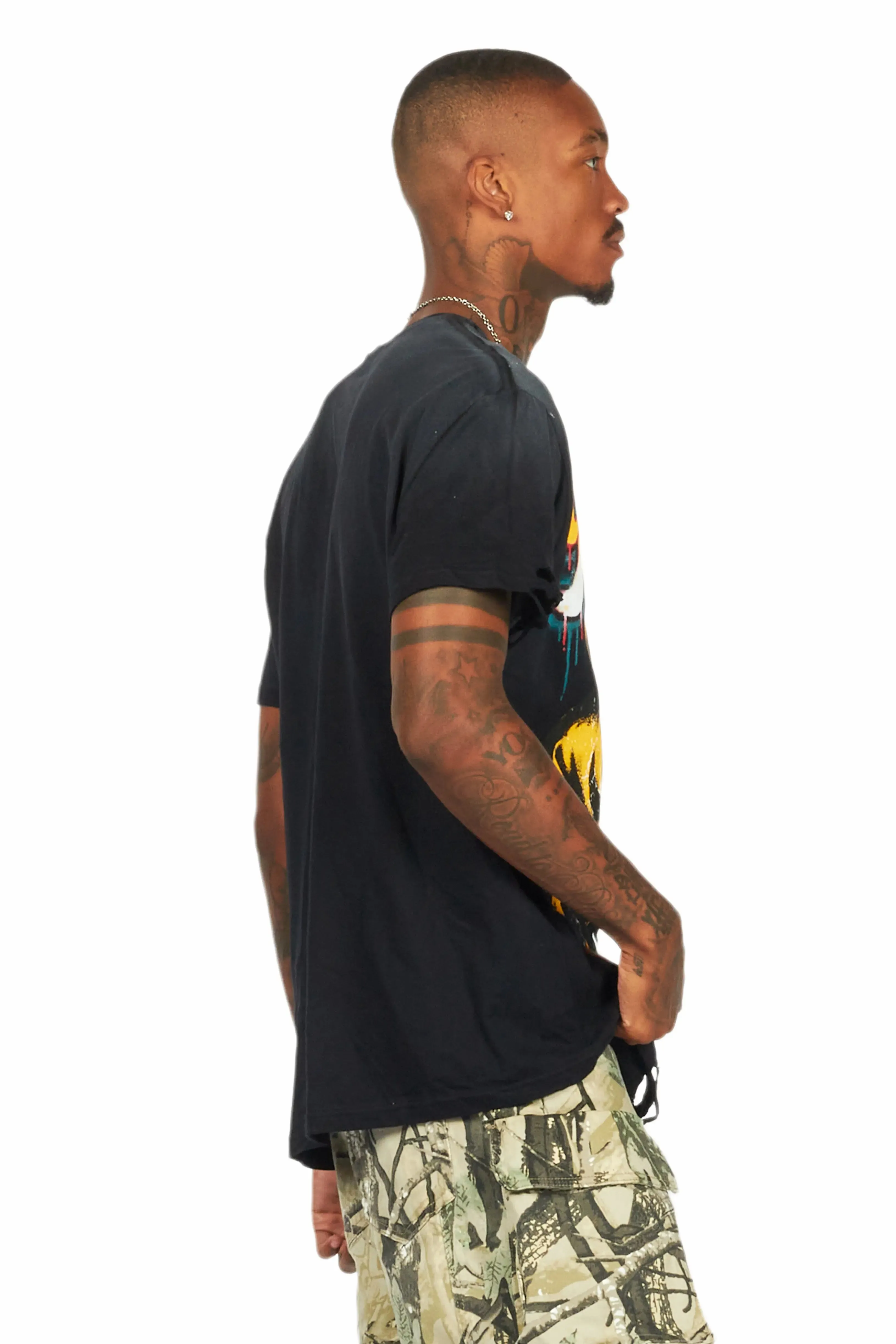 Loman Black Oversized Graphic T-Shirt sold by Rockstar Original product image thumbnail 3