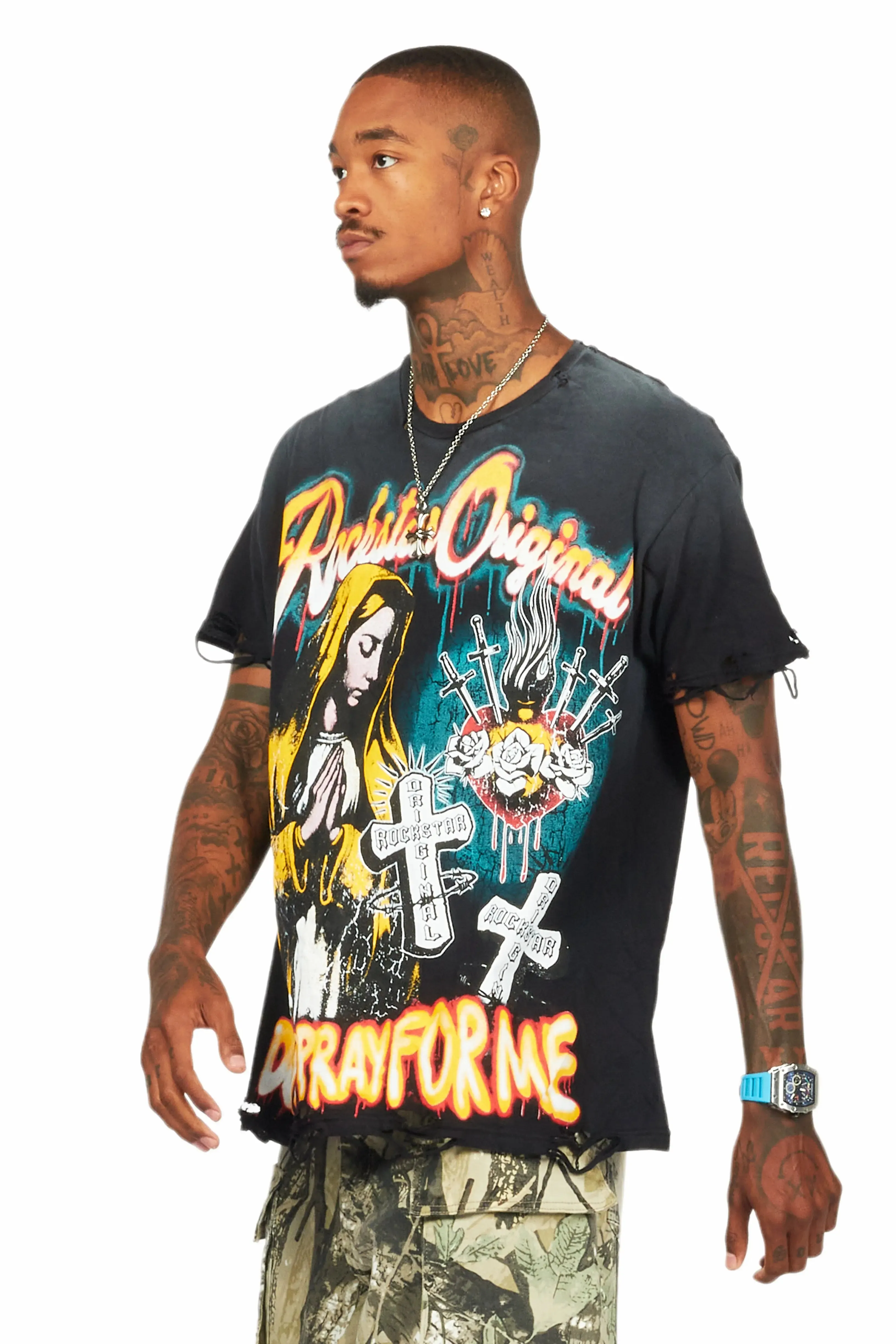Loman Black Oversized Graphic T-Shirt sold by Rockstar Original product image thumbnail 5