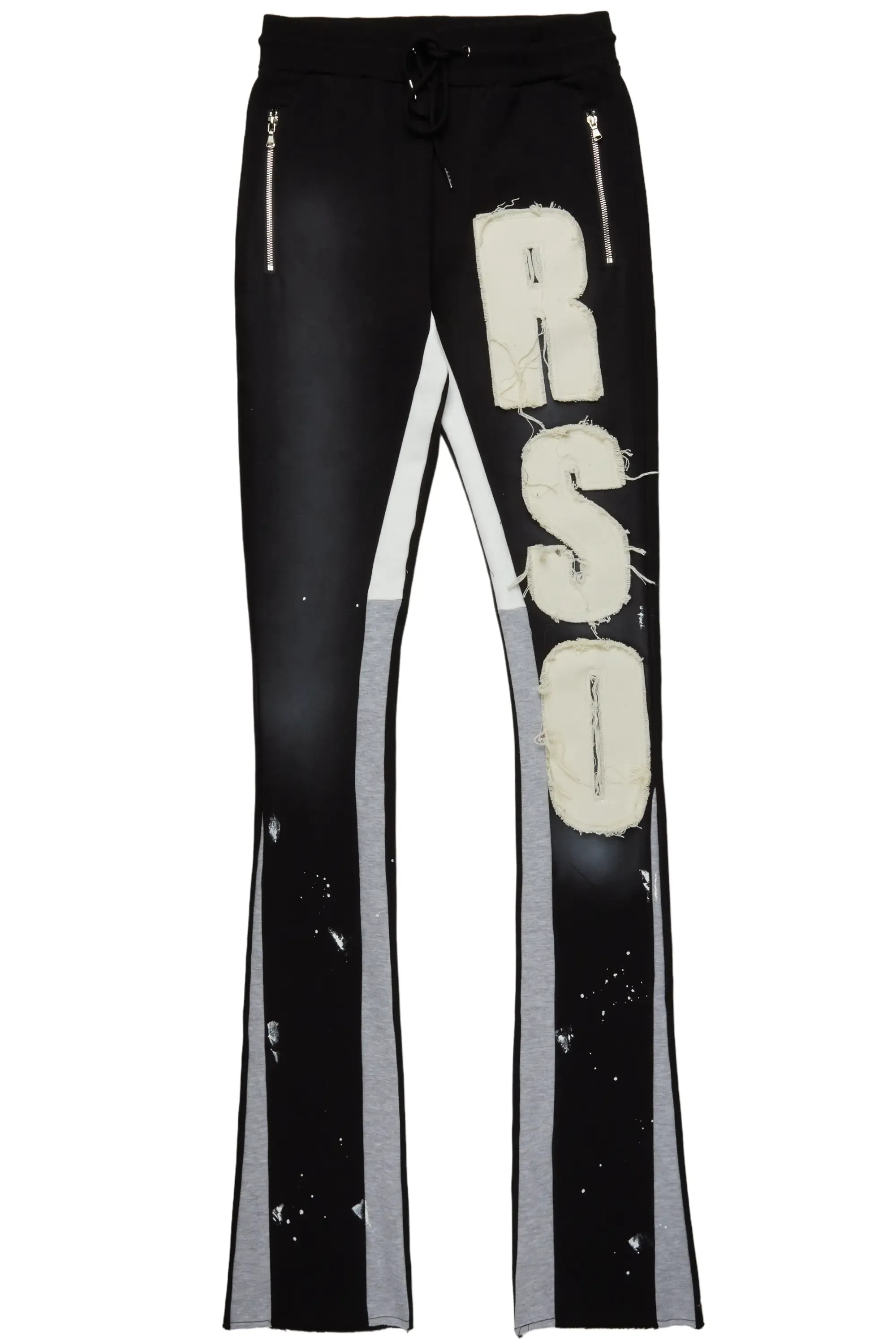 Acotas Black/Beige Patchwork Super Stacked Flare Pants sold by Rockstar Original product image thumbnail 3