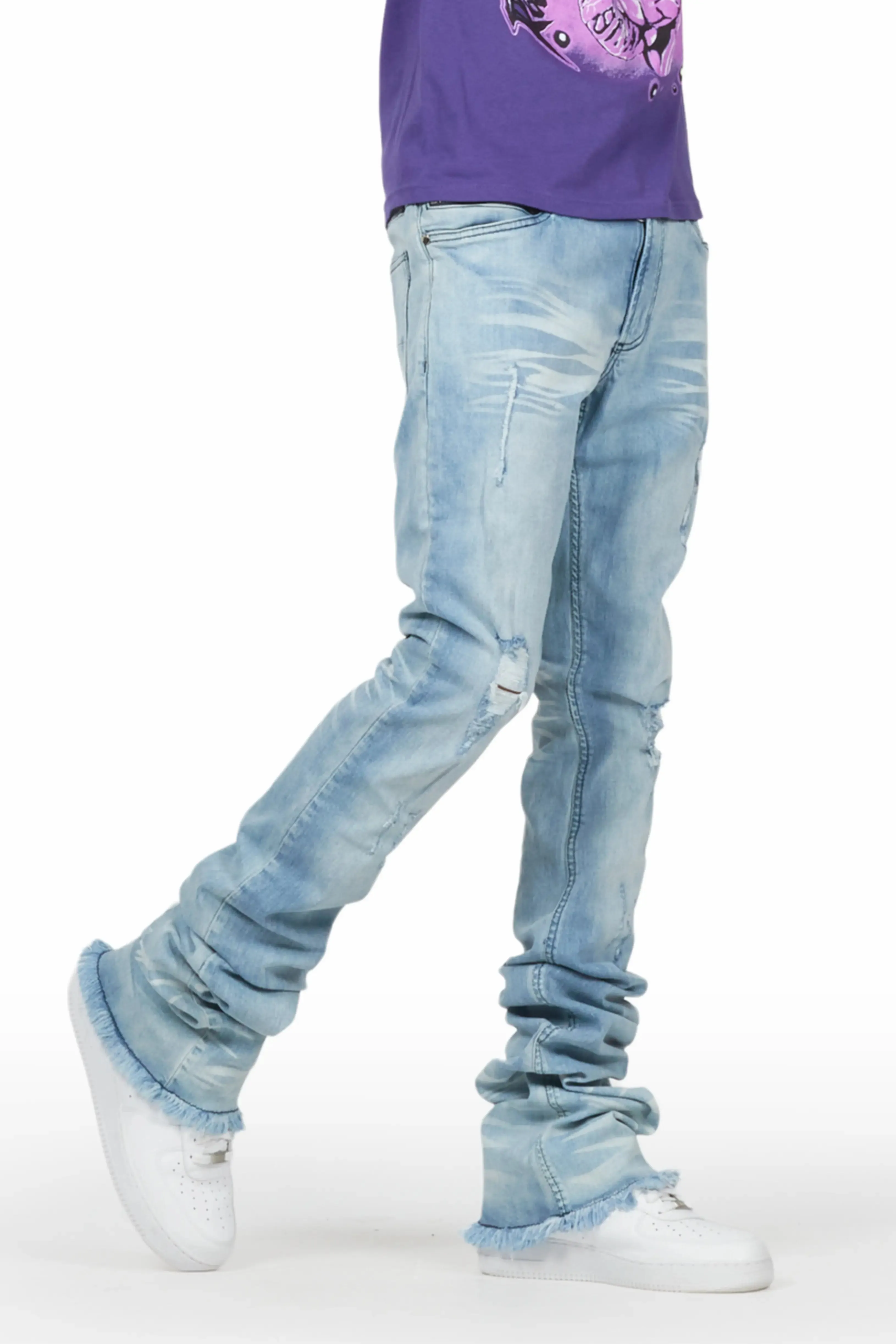 Faby Light Blue Super Stacked Flare Jean sold by Rockstar Original