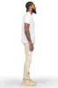 Ingo Beige Painter Stacked Flare Jean sold by Rockstar Original