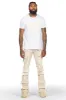 Ingo Beige Painter Stacked Flare Jean sold by Rockstar Original