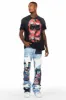 Vinson Light Blue Patchwork Super Stacked Flare Jean sold by Rockstar Original