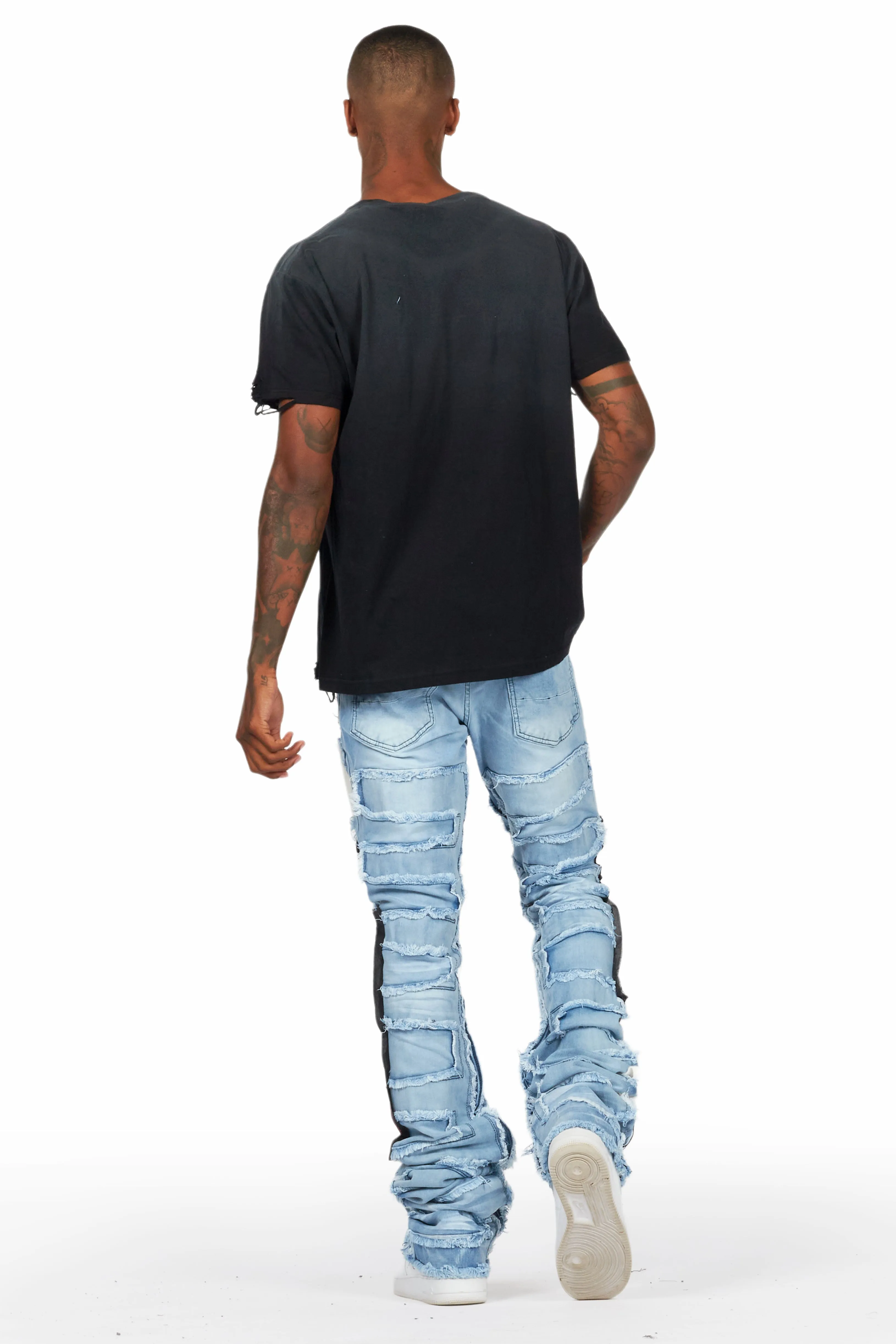 Vinson Light Blue Patchwork Super Stacked Flare Jean sold by Rockstar Original product image thumbnail 5