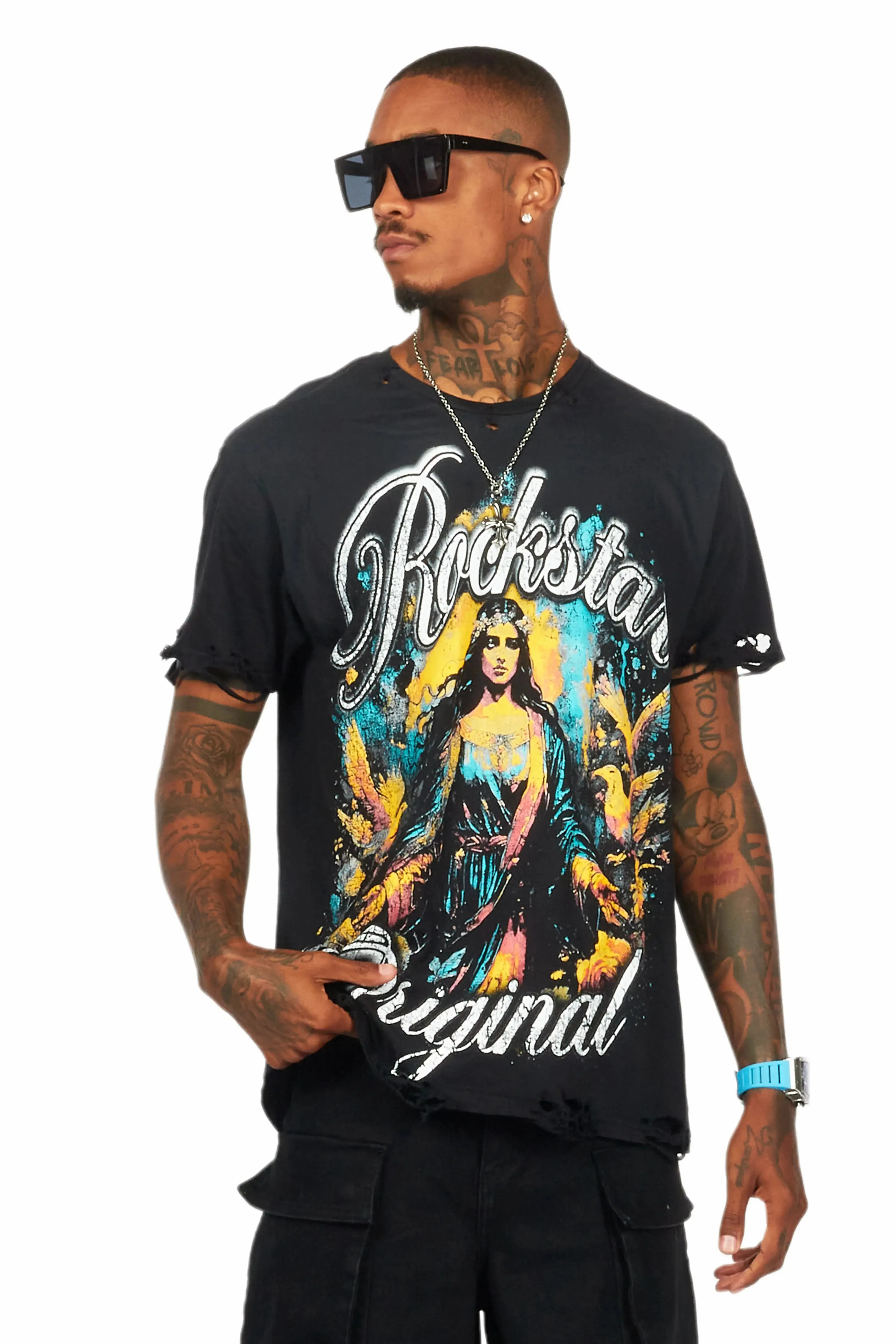 Santorini Black Oversized Graphic T-Shirt sold by Rockstar Original product image thumbnail 2