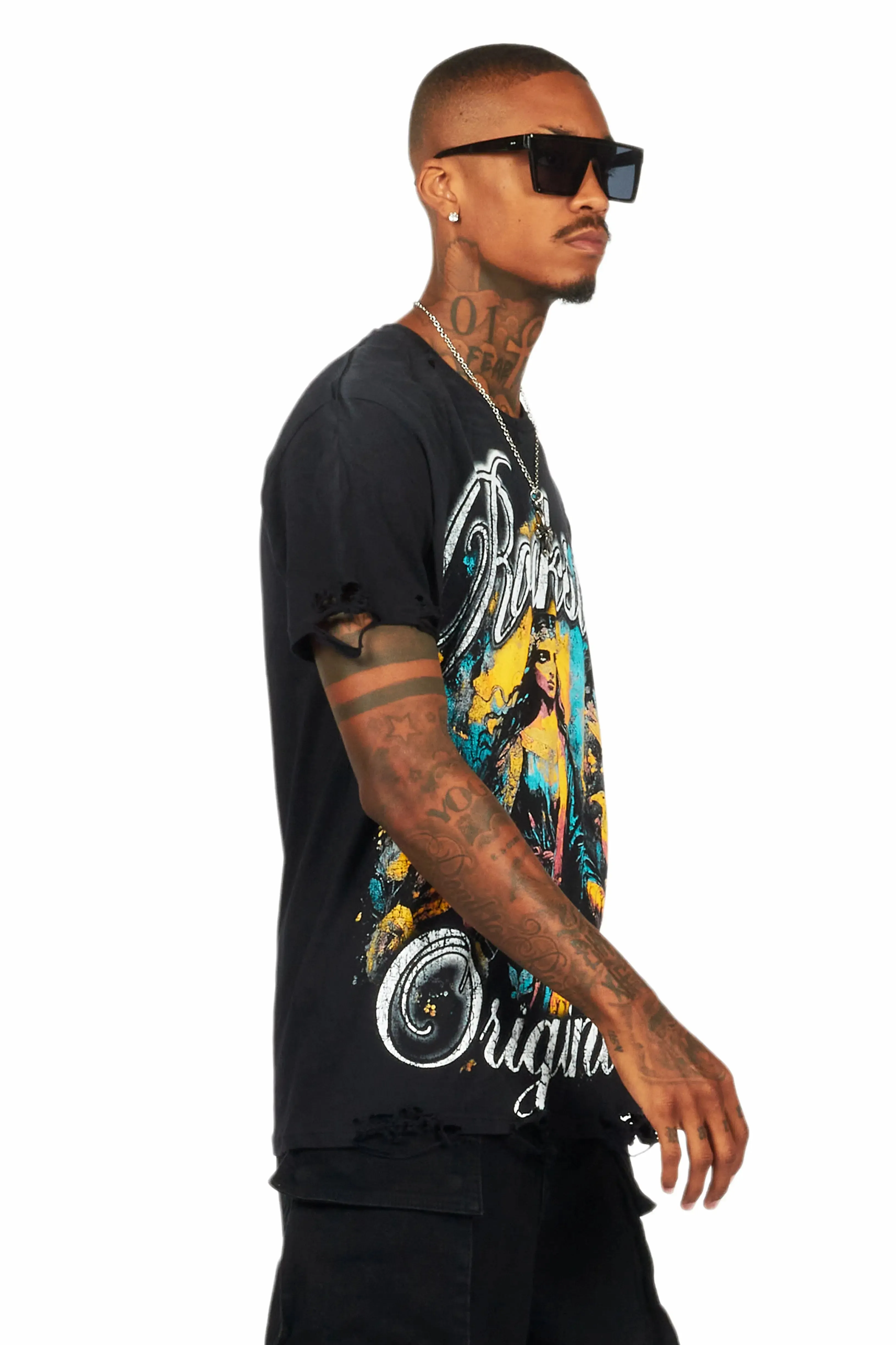 Santorini Black Oversized Graphic T-Shirt sold by Rockstar Original product image thumbnail 3