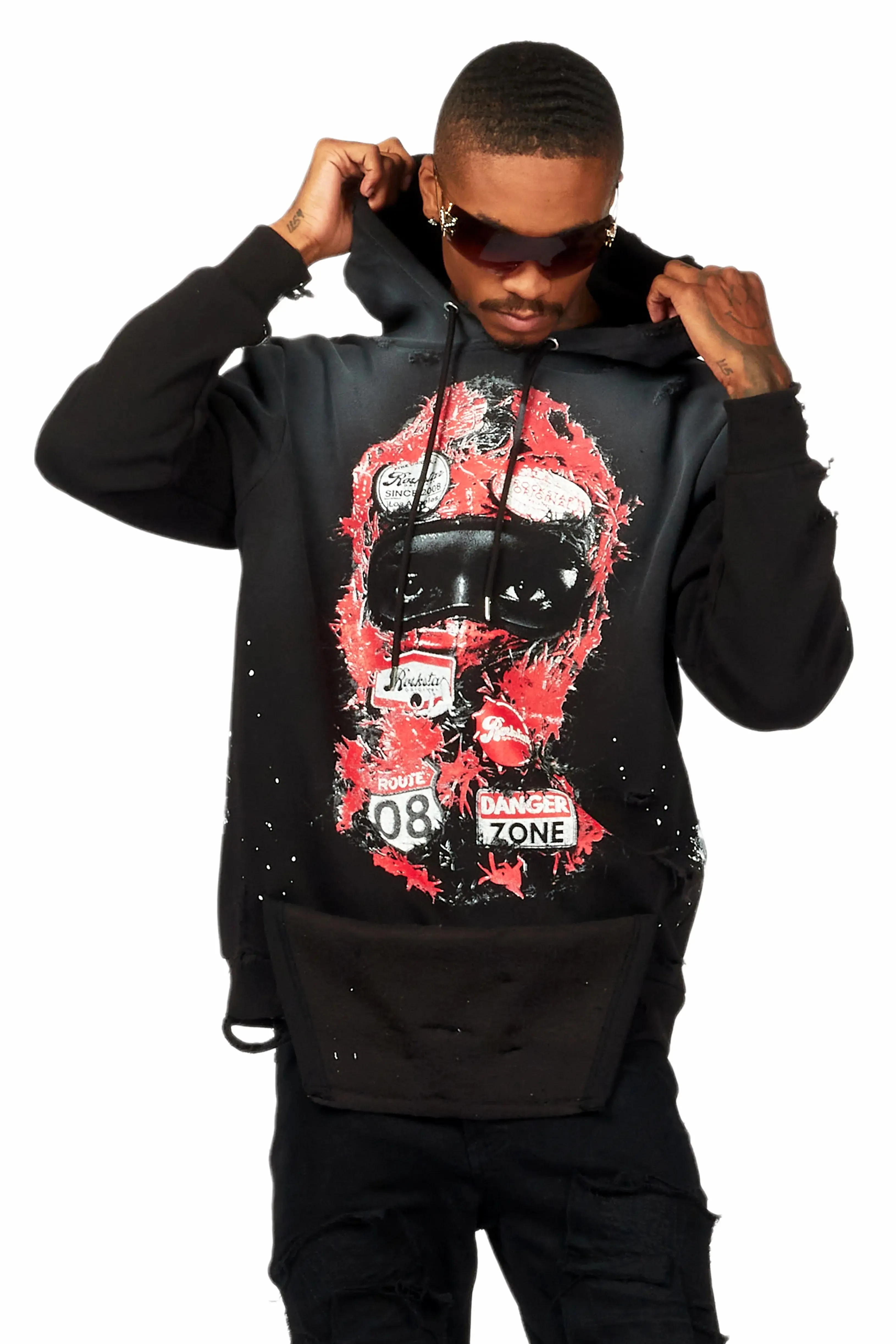 Barth Black Graphic Distressed Hoodie sold by Rockstar Original product image thumbnail 5