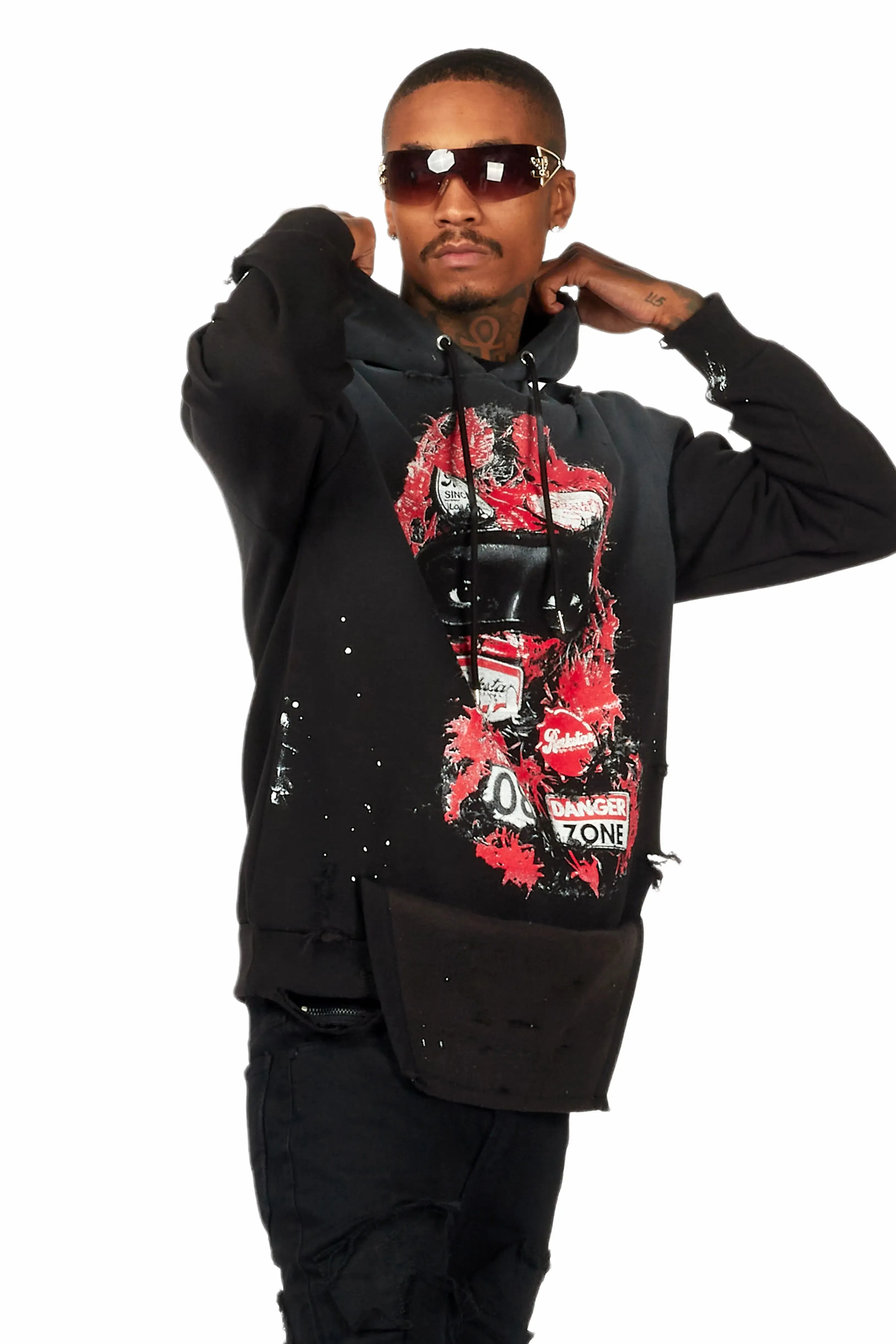 Barth Black Graphic Distressed Hoodie sold by Rockstar Original product image thumbnail 4