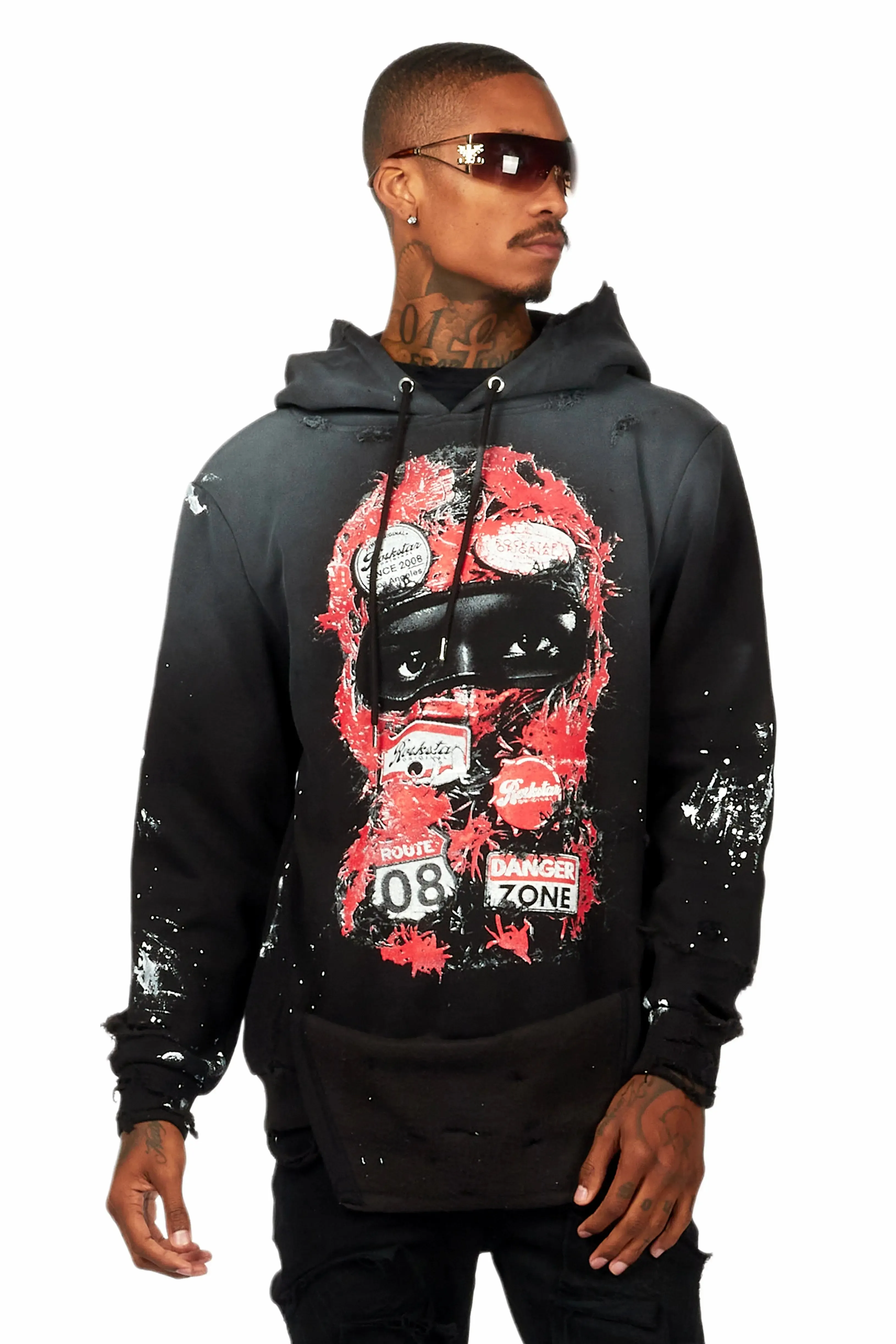 Barth Black Graphic Distressed Hoodie sold by Rockstar Original product image thumbnail 2