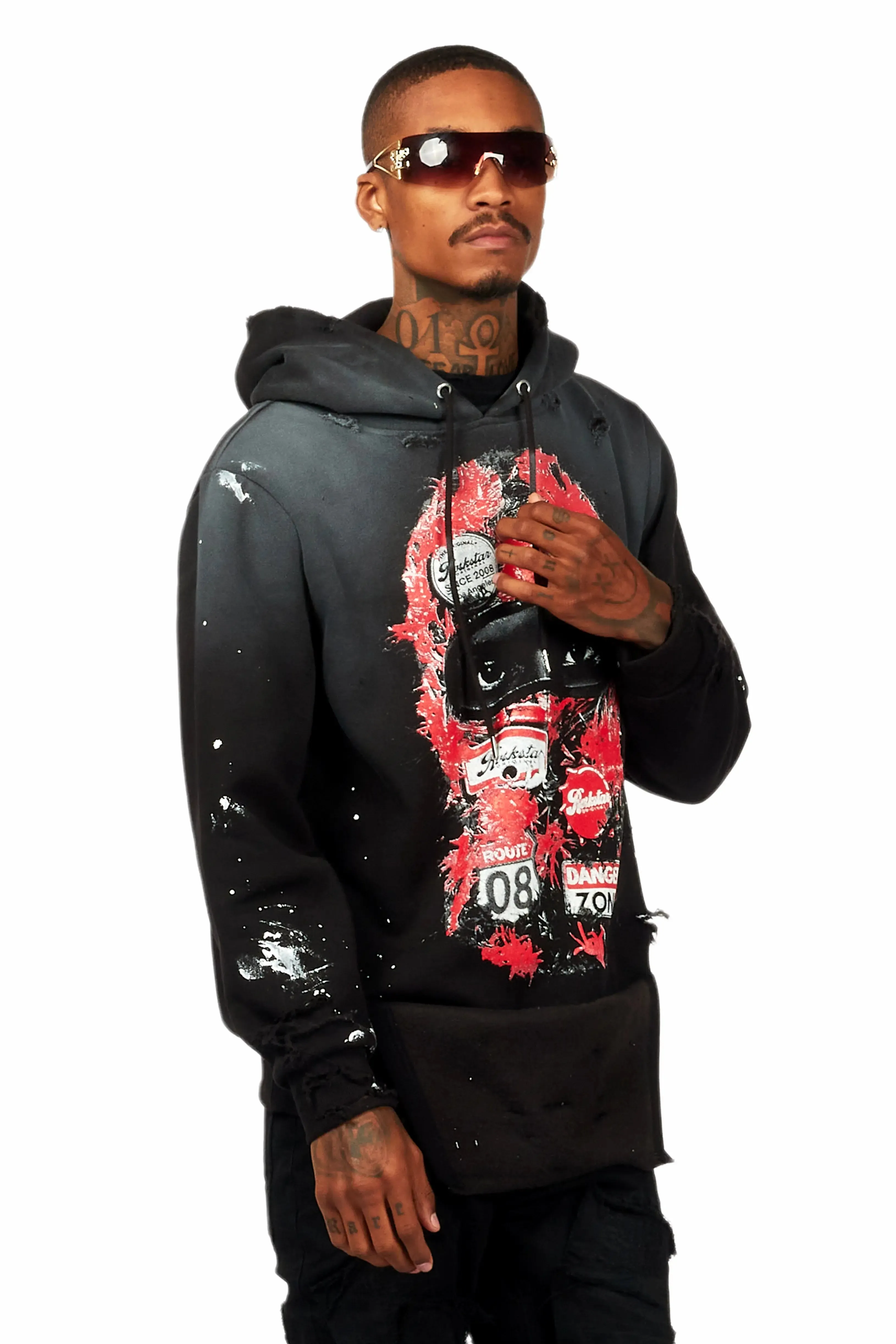 Barth Black Graphic Distressed Hoodie sold by Rockstar Original product image thumbnail 3