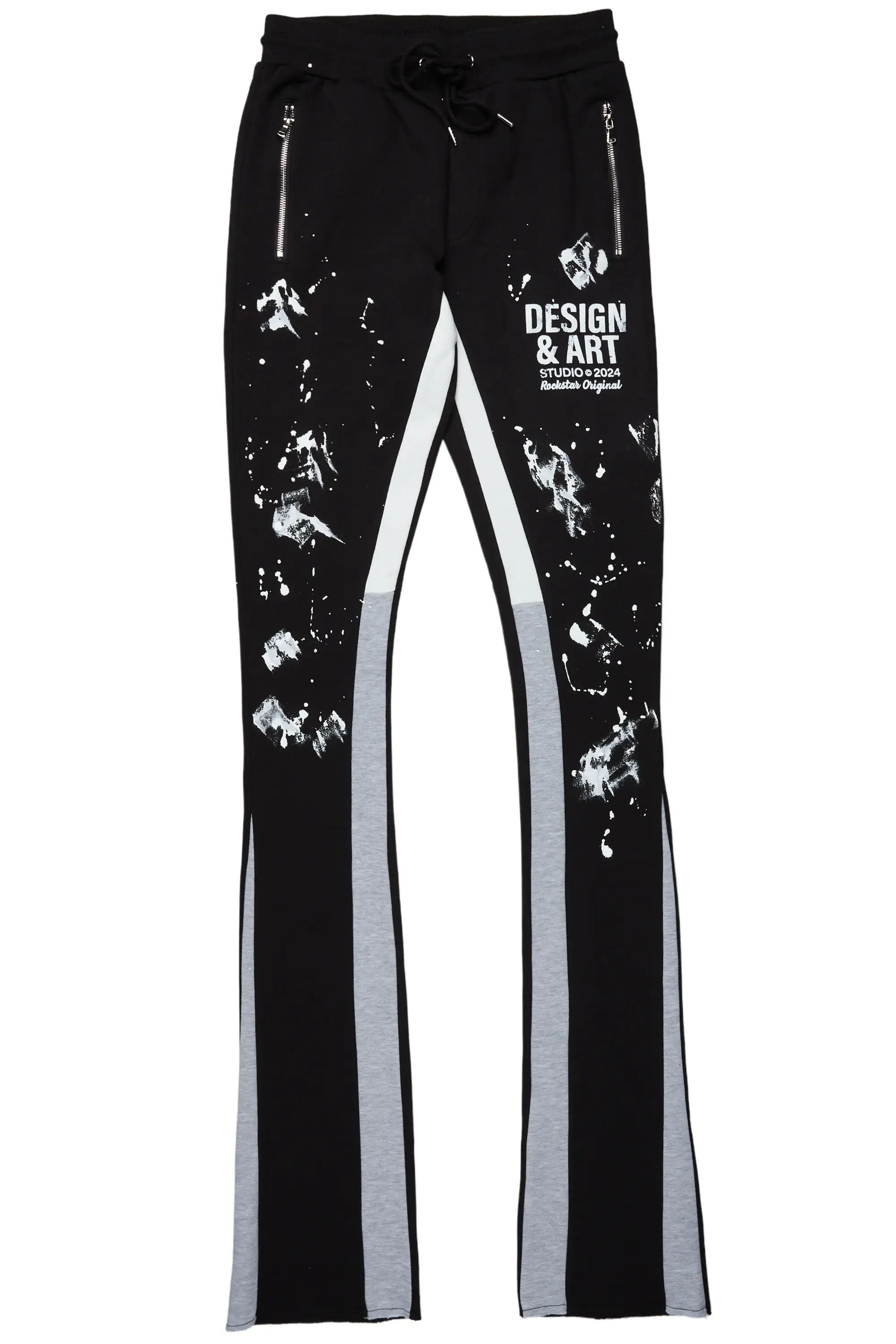 Damone Black Super Stacked Flare Track Pant sold by Rockstar Original product image thumbnail 2