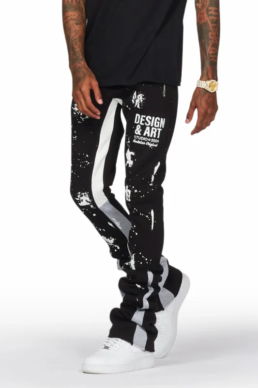 Damone Black Super Stacked Flare Track Pant sold by Rockstar Original