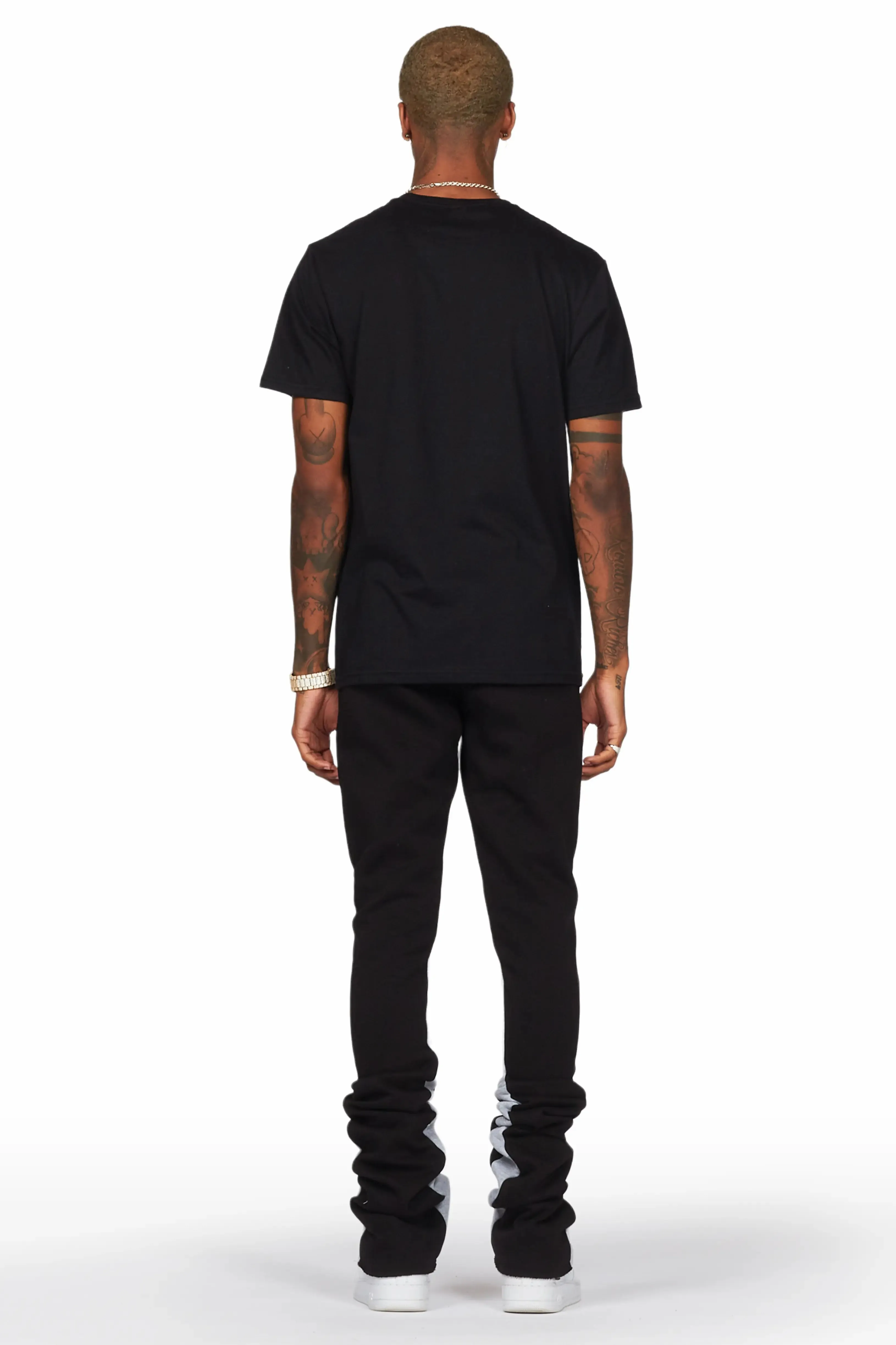 Damone Black Super Stacked Flare Track Pant sold by Rockstar Original product image thumbnail 5