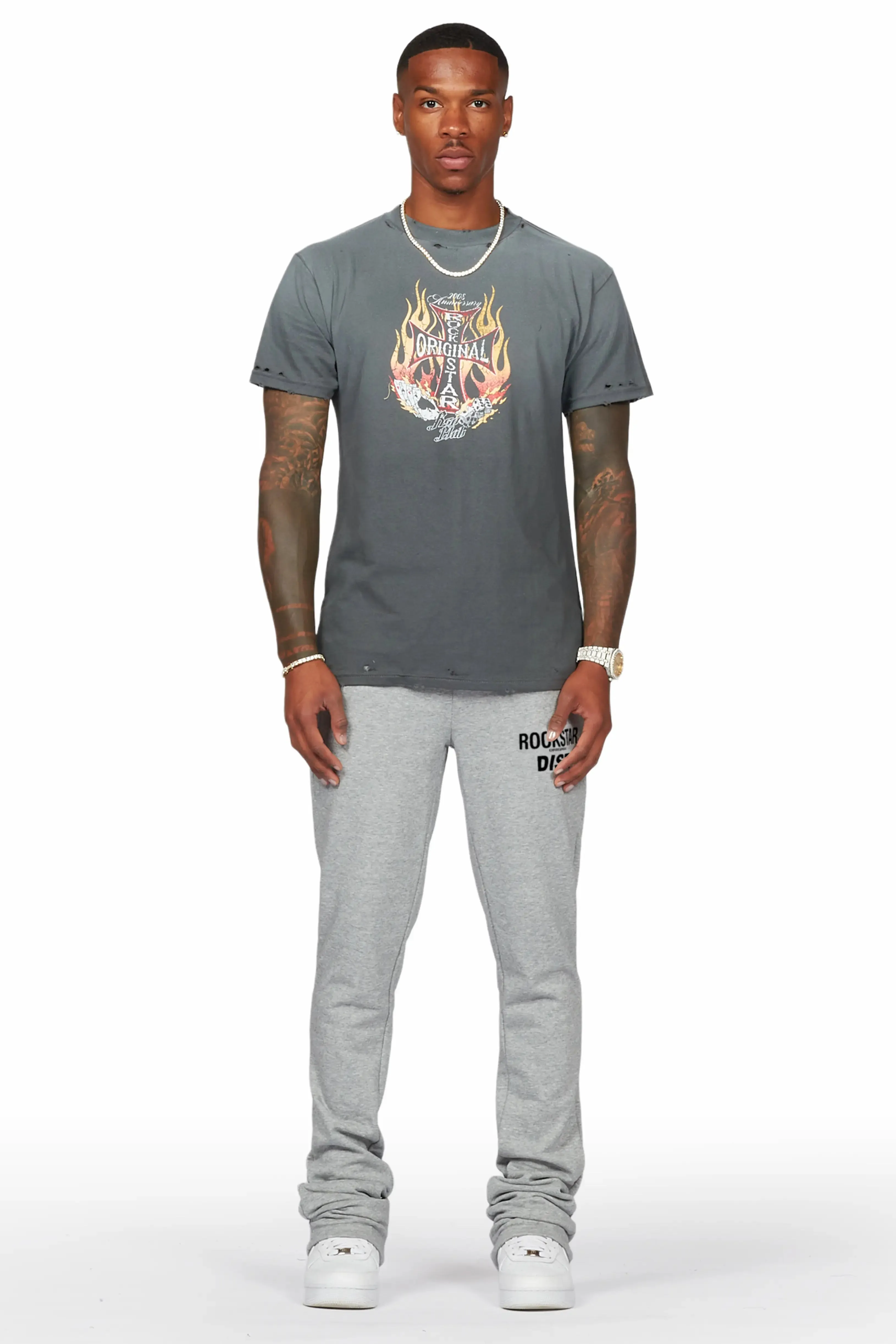 Alpine Grey Stacked Flare Pant sold by Rockstar Original product image thumbnail 3